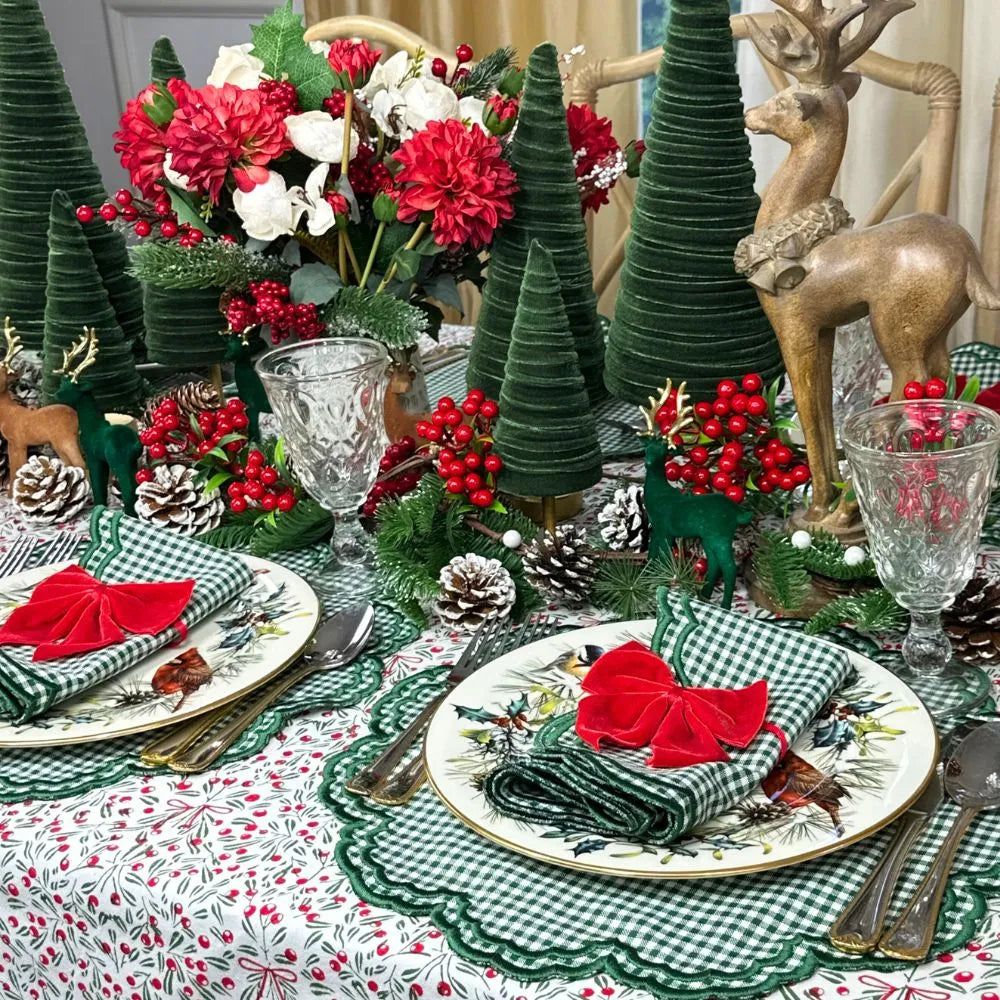 Mistletoe Block Print Tablecloth
