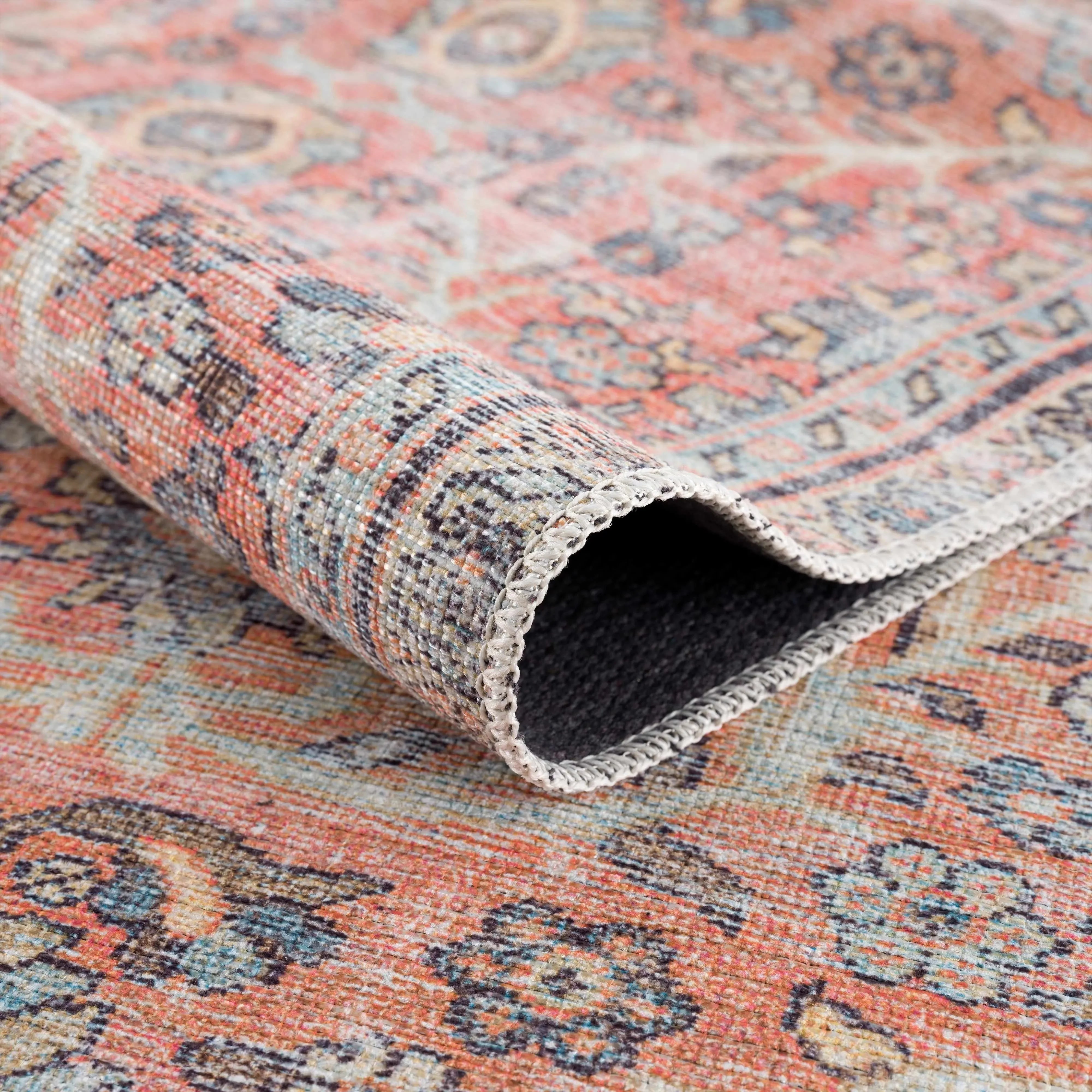 Peach & Blue Washable Area Rug - Clearance - The Mayfair Hall