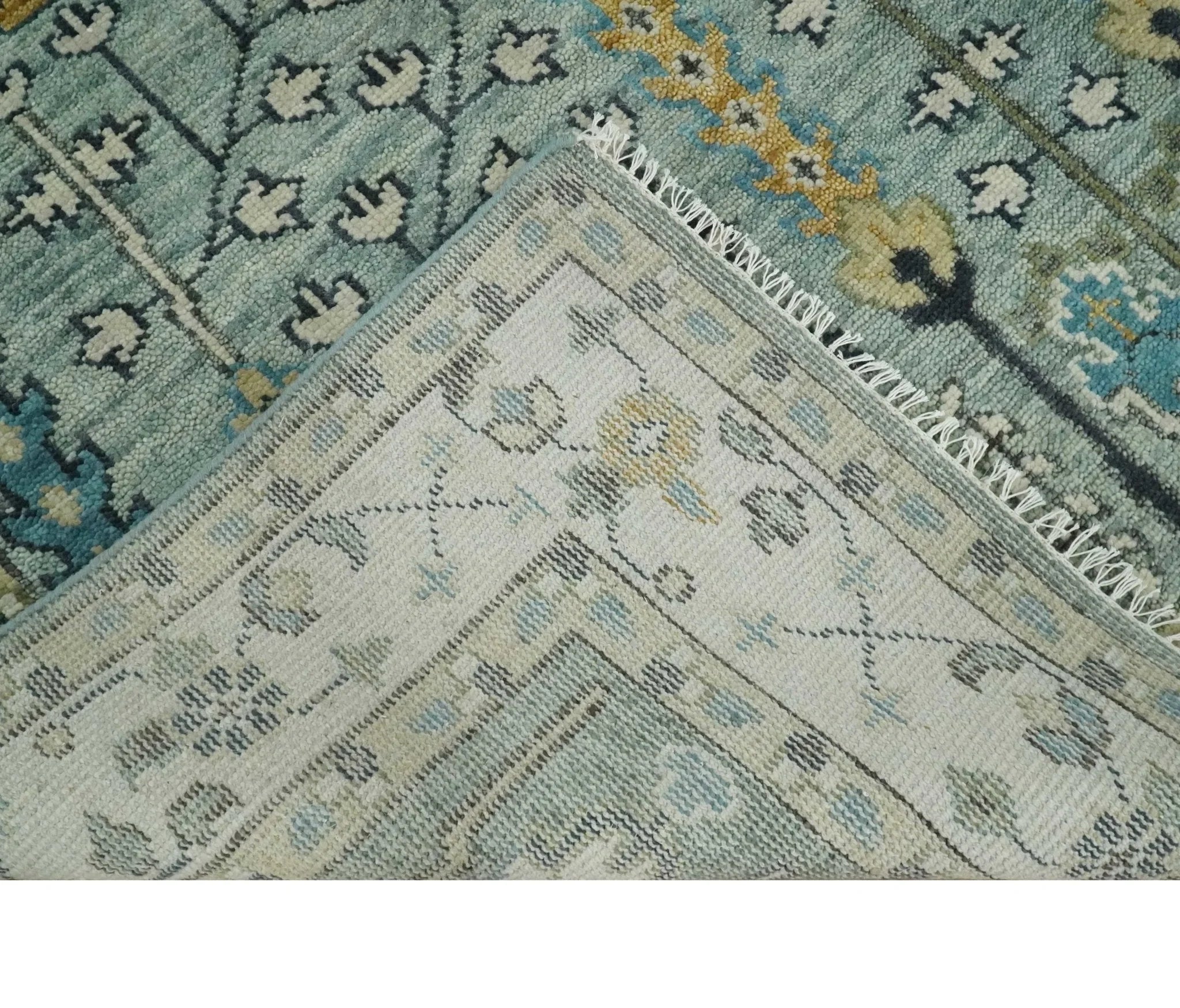 5x8, 6x9, 8x10, 9x12, 10x14, 12x15 Wool Hand Knotted Traditional Blue and Ivory Vintage Persian Wool Area Rug | TRDCP563 - The Rug Decor