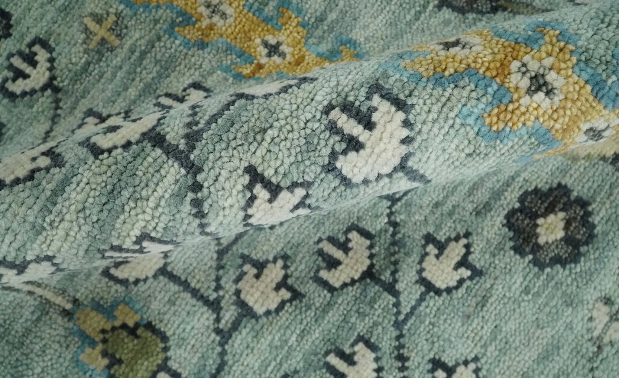 5x8, 6x9, 8x10, 9x12, 10x14, 12x15 Wool Hand Knotted Traditional Blue and Ivory Vintage Persian Wool Area Rug | TRDCP563 - The Rug Decor