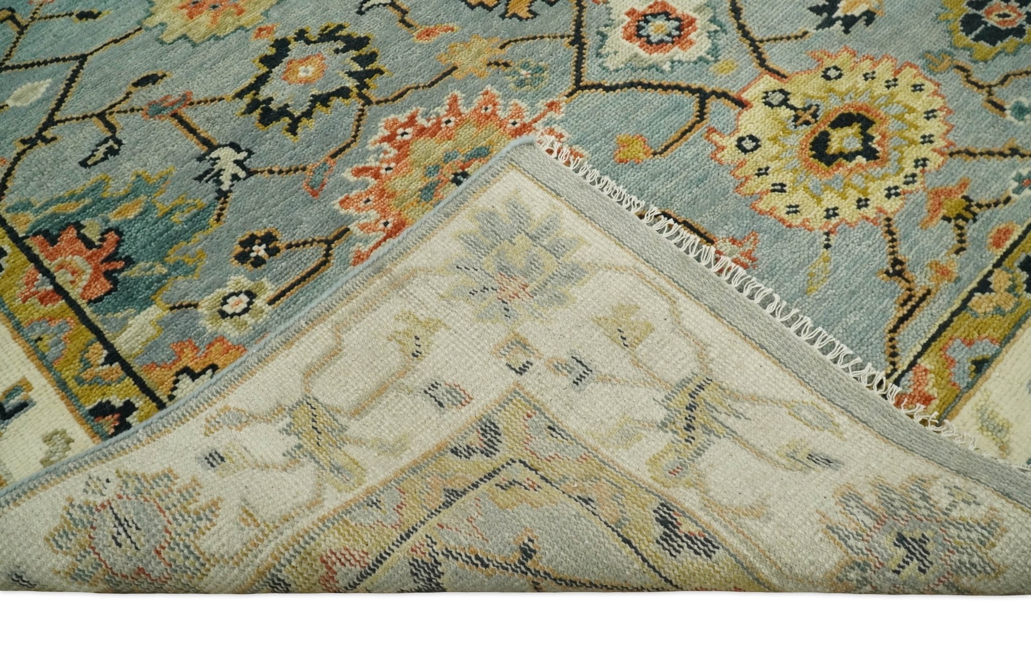 5x8, 6x9, 8x10, 9x12, 10x14 and 12x15 Antique Traditional Persian Aqua and Ivory Area Rug | TRDCP633 - The Rug Decor