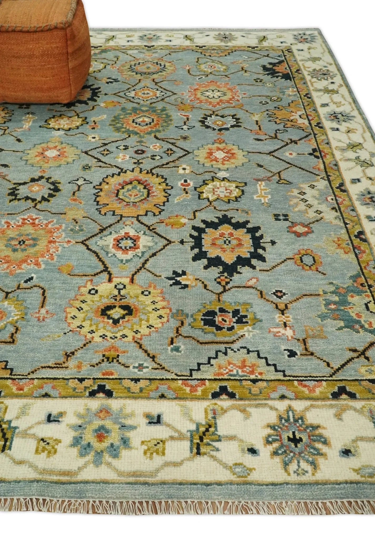 5x8, 6x9, 8x10, 9x12, 10x14 and 12x15 Antique Traditional Persian Aqua and Ivory Area Rug | TRDCP633 - The Rug Decor
