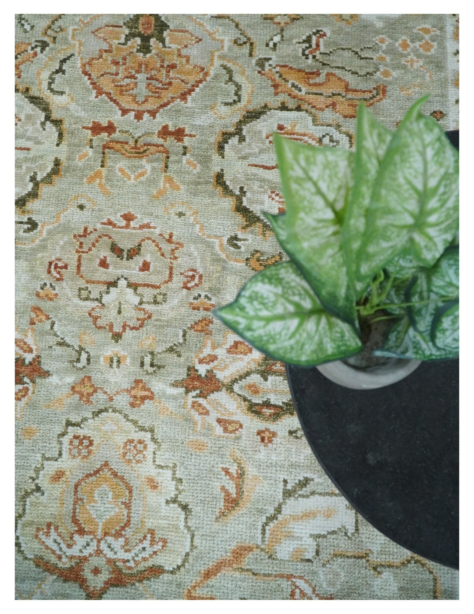 5x8, 6x9, 8x10, 9x12, 10x14 and 12x15 Hand Knotted Antique Peach and Beige Traditional Persian Vintage Oushak Wool Rug | TRDCP755 - The Rug Decor