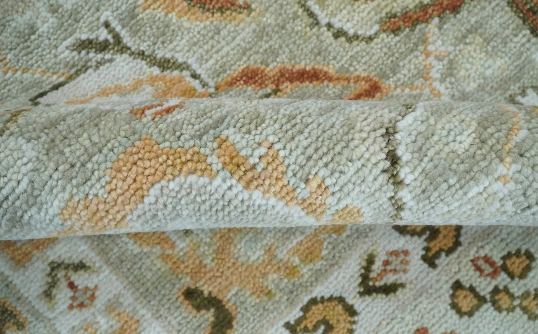 5x8, 6x9, 8x10, 9x12, 10x14 and 12x15 Hand Knotted Antique Peach and Beige Traditional Persian Vintage Oushak Wool Rug | TRDCP755 - The Rug Decor