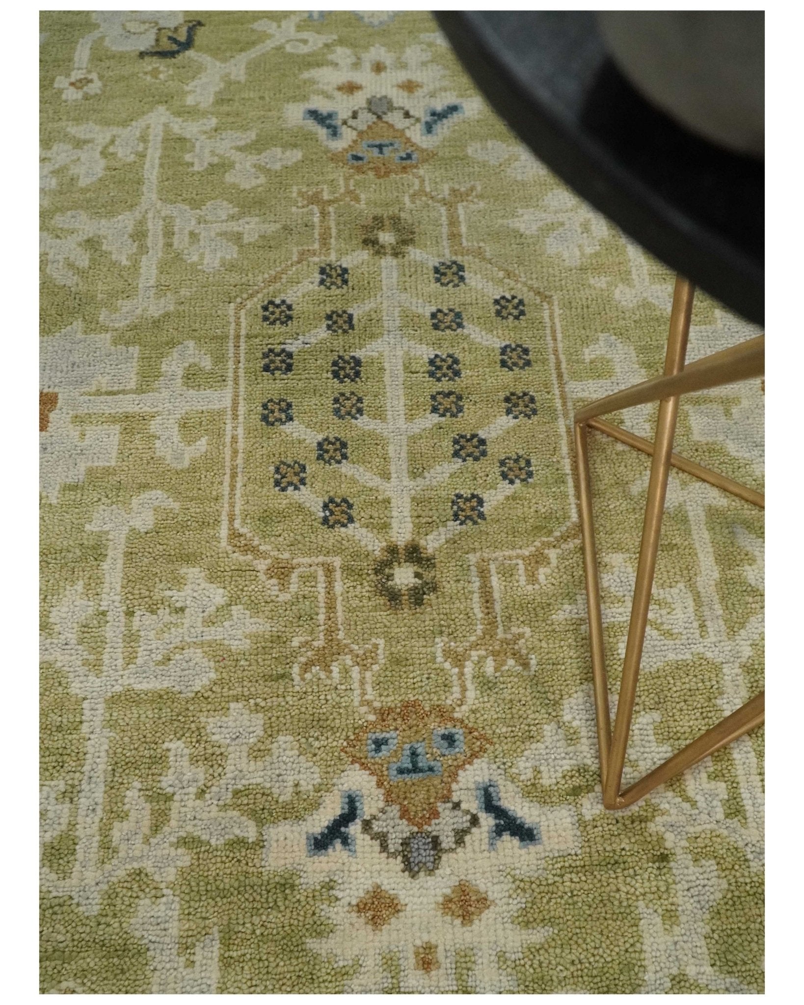 5x8, 6x9, 8x10, 9x12, 10x14 and 12x15 Hand Knotted Olive, Silver and Beige Traditional Persian Vintage Heriz Serapi Wool Rug | TRDCP746 - The Rug Decor