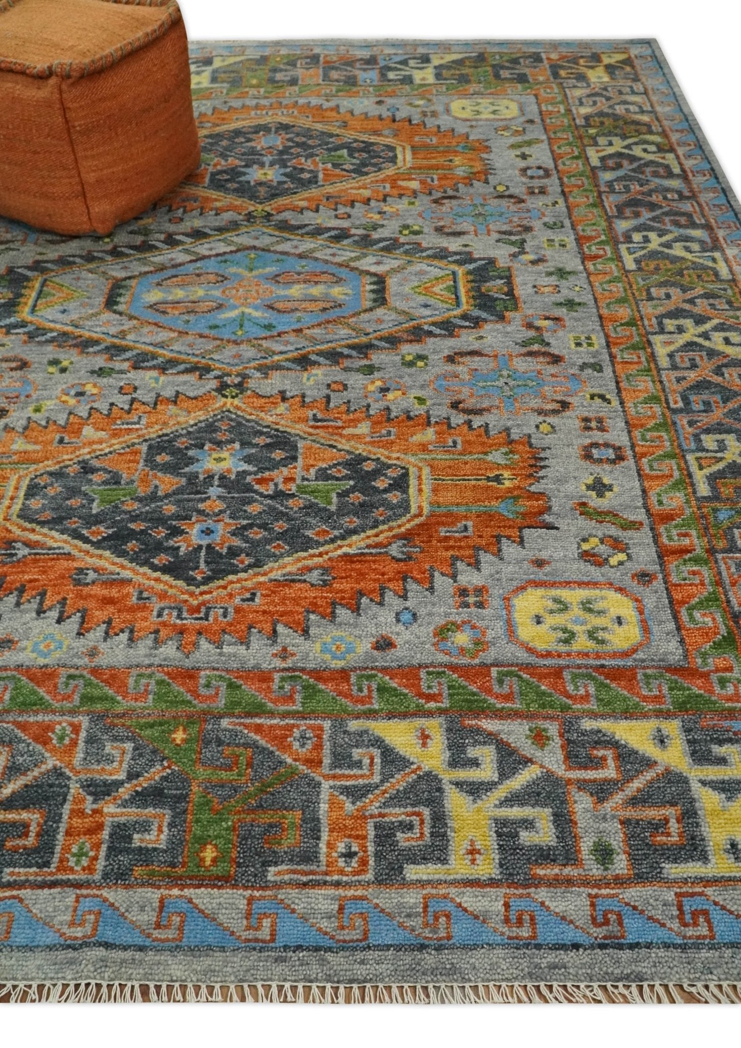 5x8, 6x9, 8x10, 9x12, 10x14 and 12x15 Hand Knotted Silver and Rust Oriental Traditional Persian Area Rug | TRDCP681 - The Rug Decor