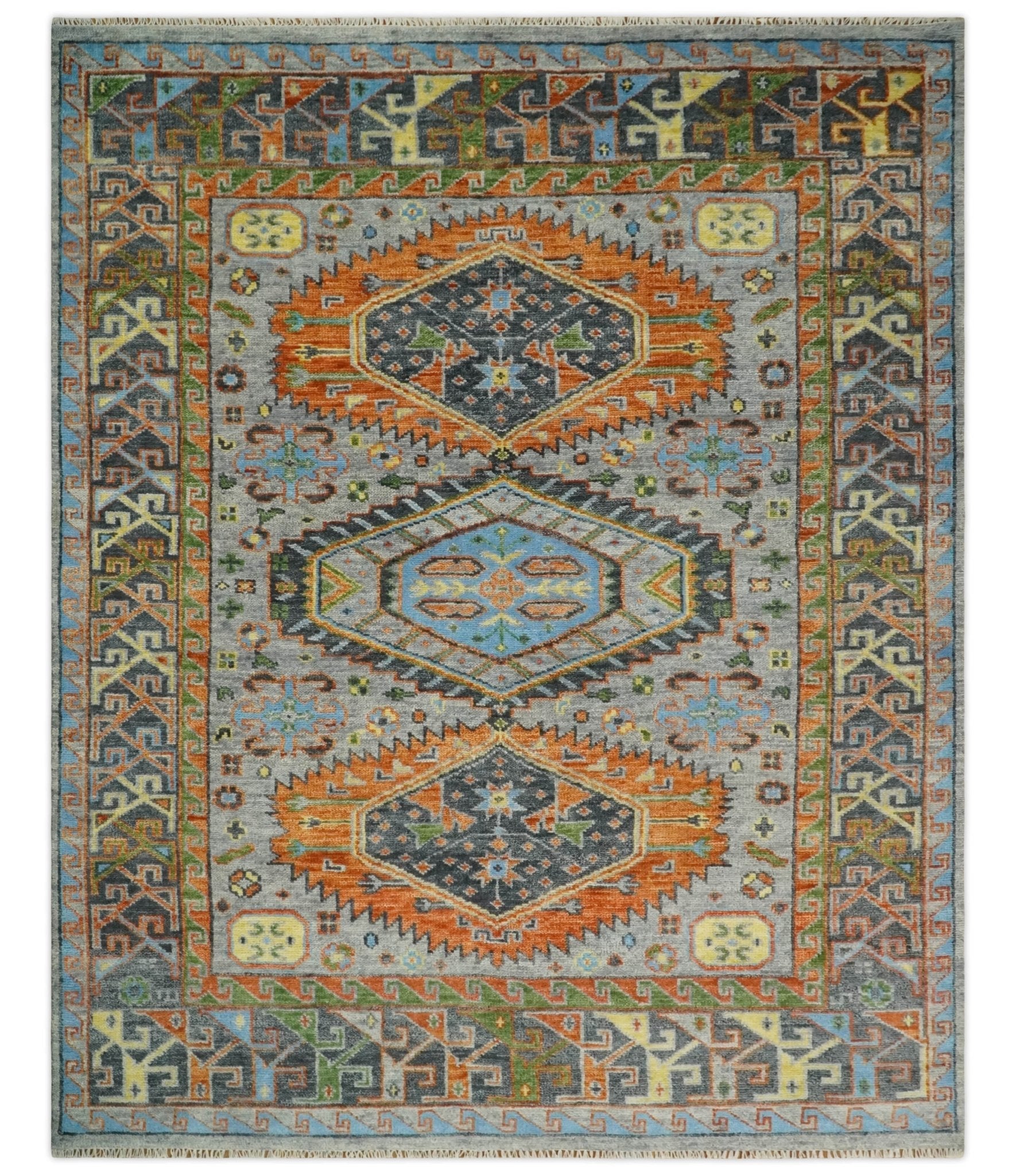 5x8, 6x9, 8x10, 9x12, 10x14 and 12x15 Hand Knotted Silver and Rust Oriental Traditional Persian Area Rug | TRDCP681 - The Rug Decor