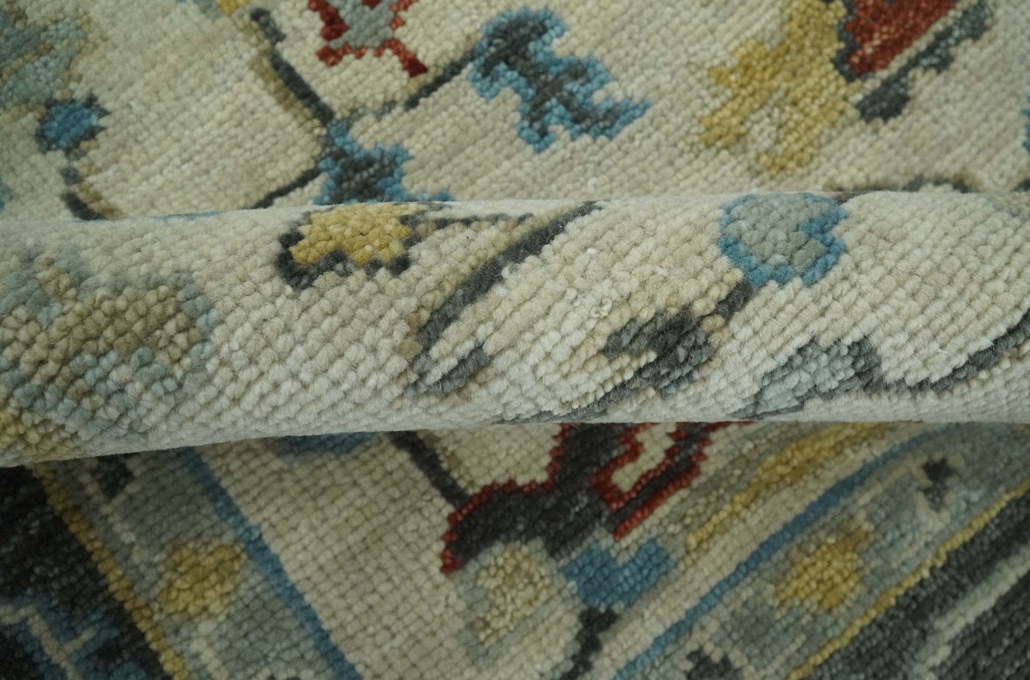 5x8, 6x9, 8x10, 9x12, 10x14 and 12x15 Ivory, Gray and Charcoal Traditional Persian Hand Knotted Area Rug | TRDCP987810 - The Rug Decor