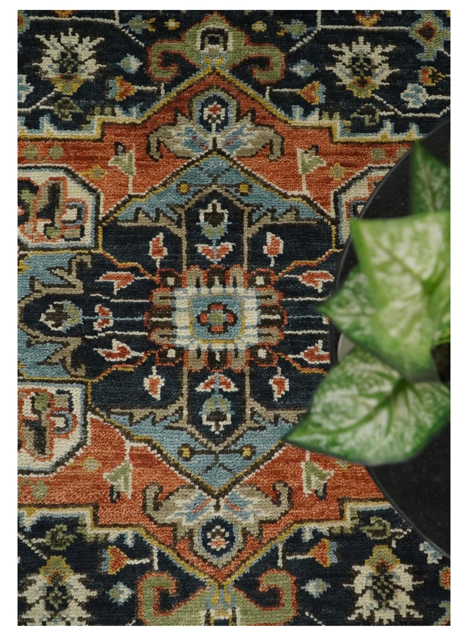 5x8, 6x9, 8x10, 9x12, 10x14 and 12x15 Rust and Blue Traditional Vintage Persian Antique Hand Knotted Wool Area Rug | TRDCP692 - The Rug Decor