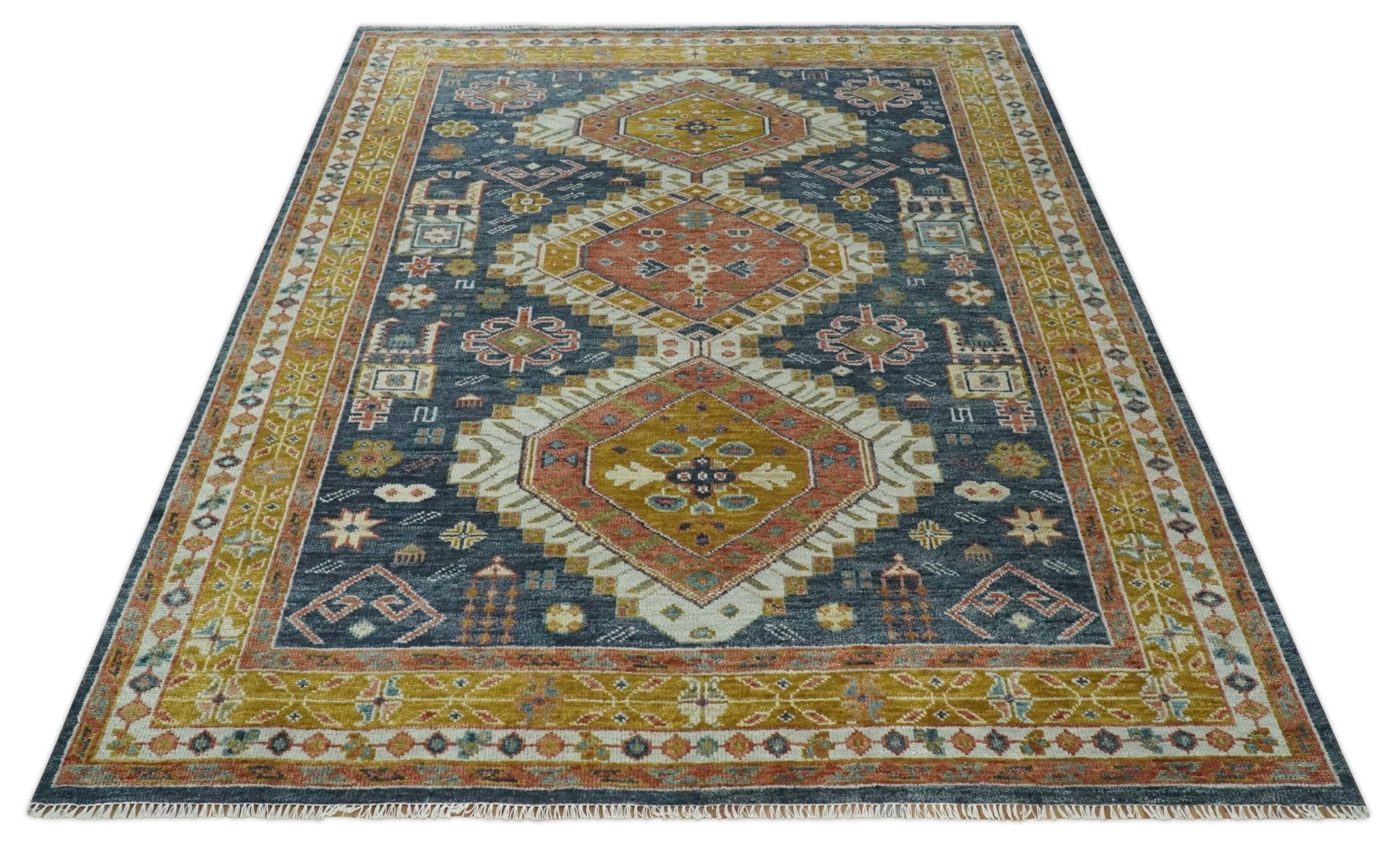 5x8, 6x9, 8x10, 9x12, 10x14 and 12x15 Rust, Gold and Gray Oriental Traditional Persian Area Rug | TRDCP1087 - The Rug Decor