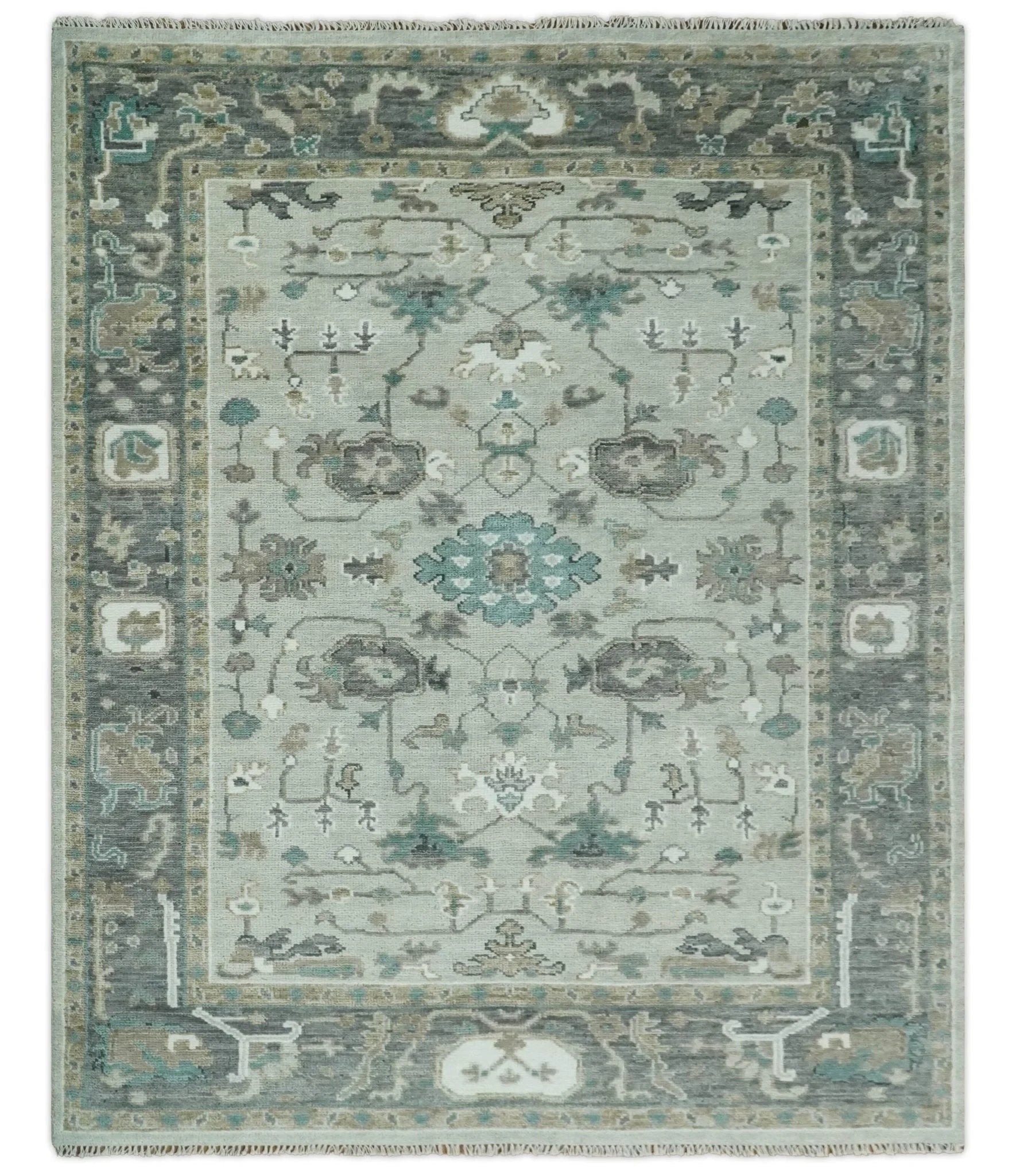 5x8, 6x9, 8x10, 9x12, 10x14 and 12x15 Silver, Gray and Brown Traditional Persian Hand Knotted Area Rug | TRDCP807 - The Rug Decor