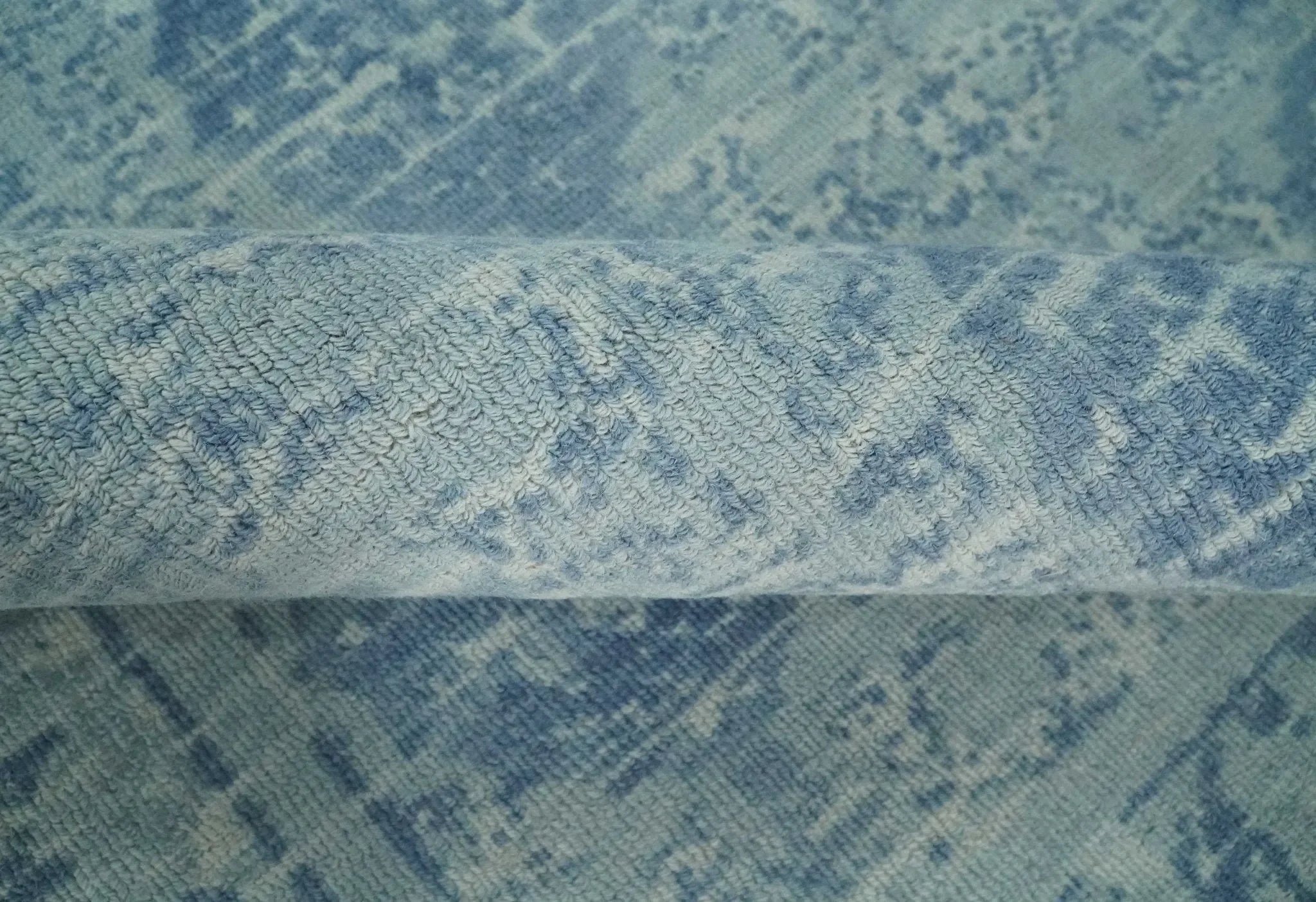 5x8 Ivory and Blue Traditional Ikat design Hand Tufted Wool Area Rug - The Mayfair Hall