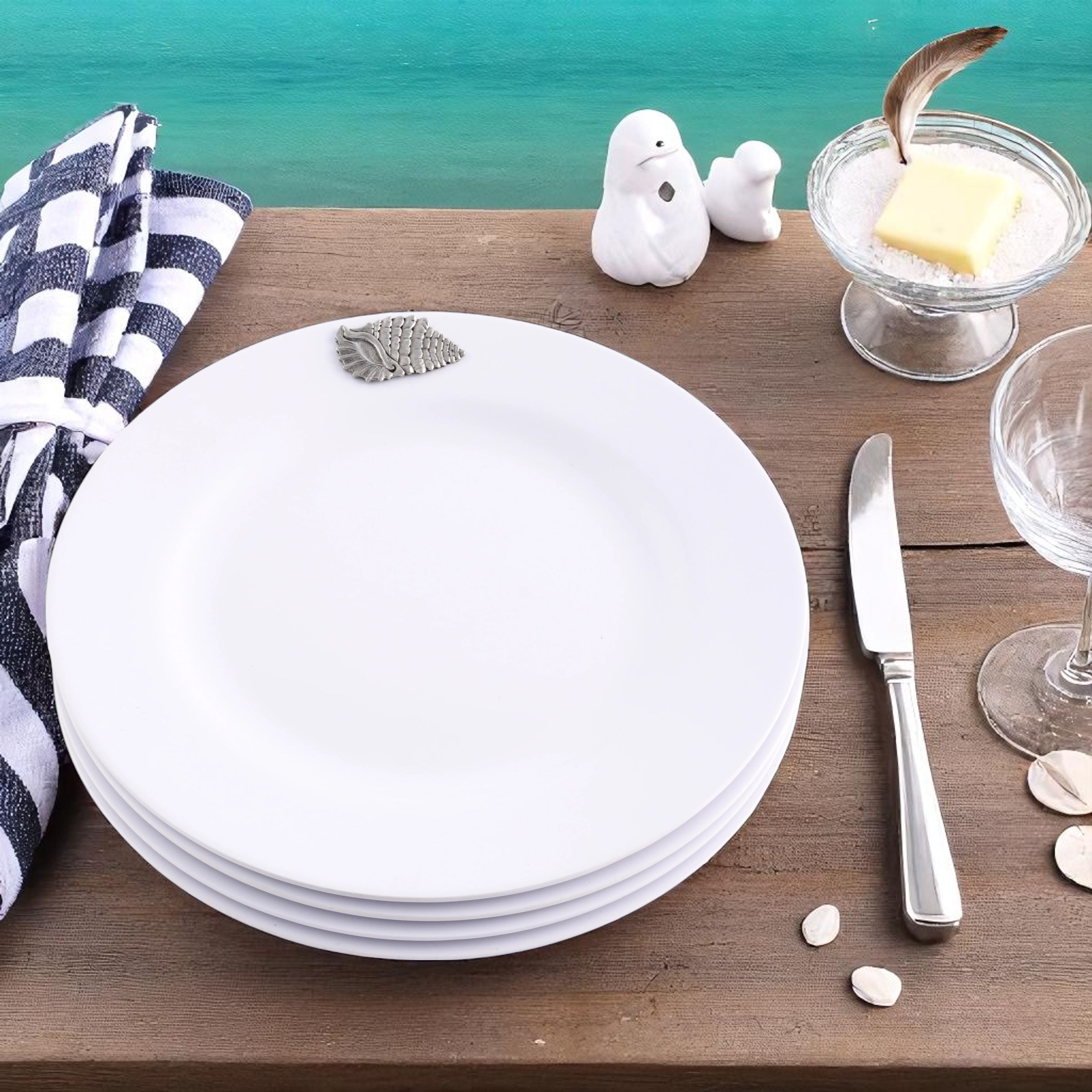 Sea Shell Melamine Lunch Plates - Set of 4