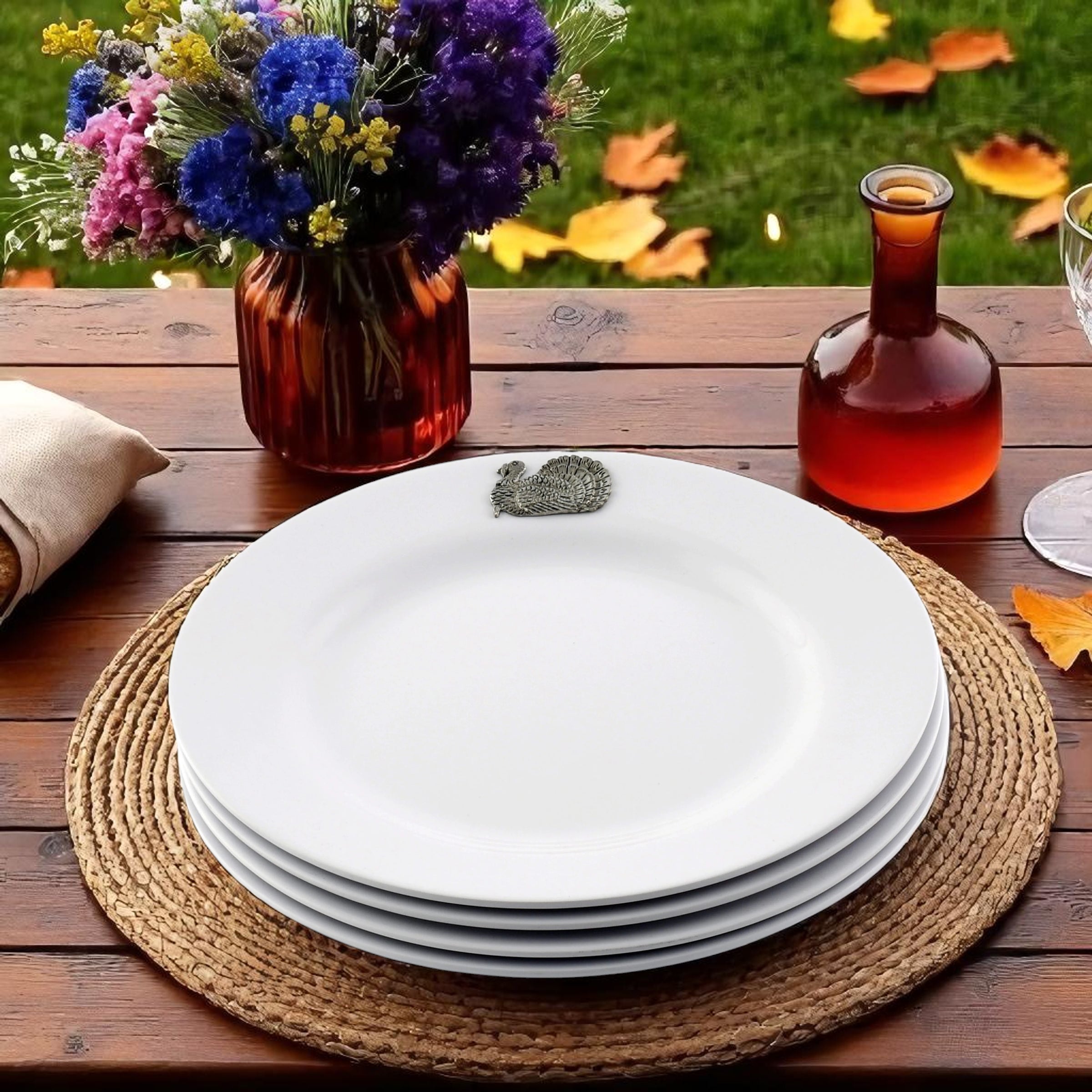 Turkey Melamine Lunch Plates - Set of 4