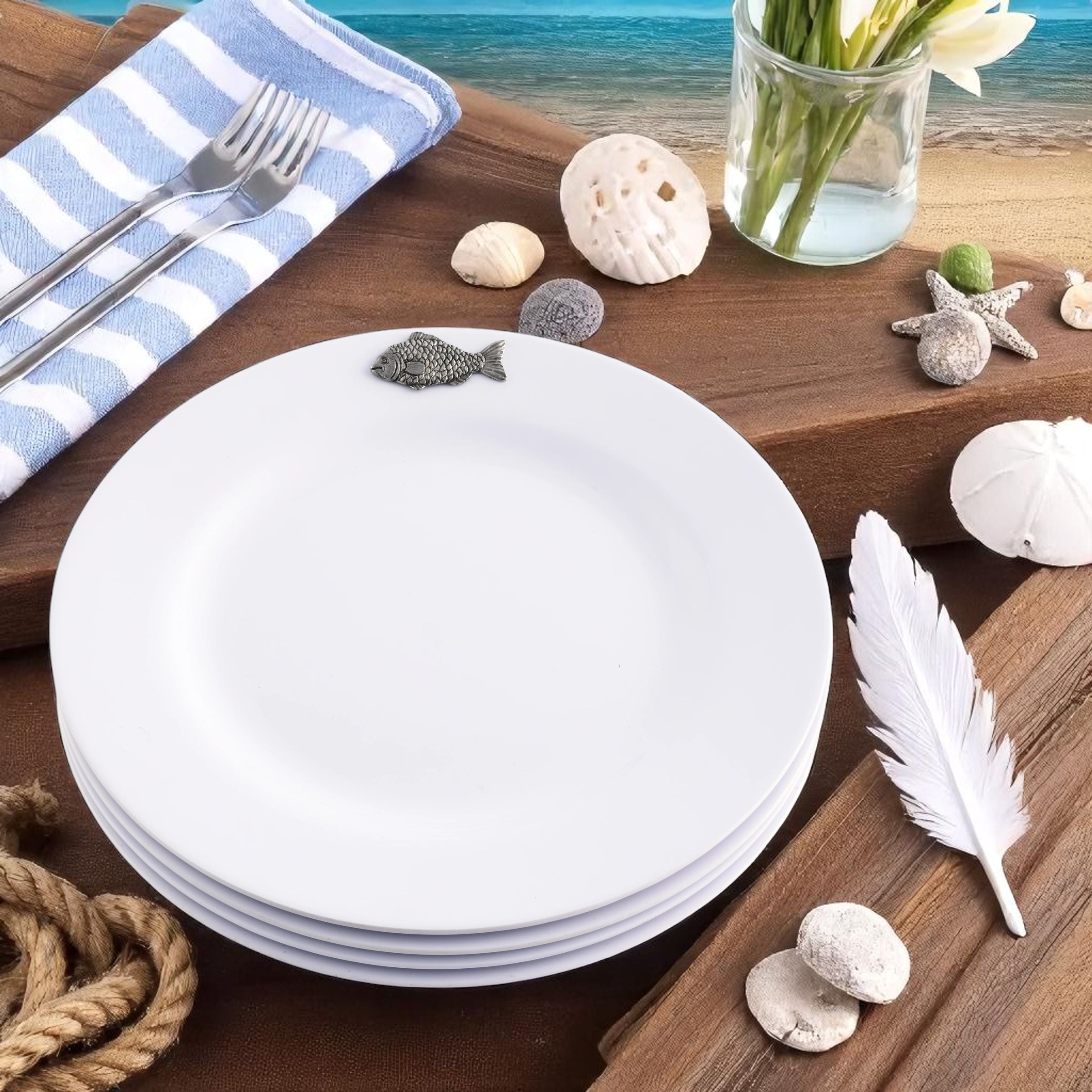 Fish Melamine Lunch Plates - Set of 4