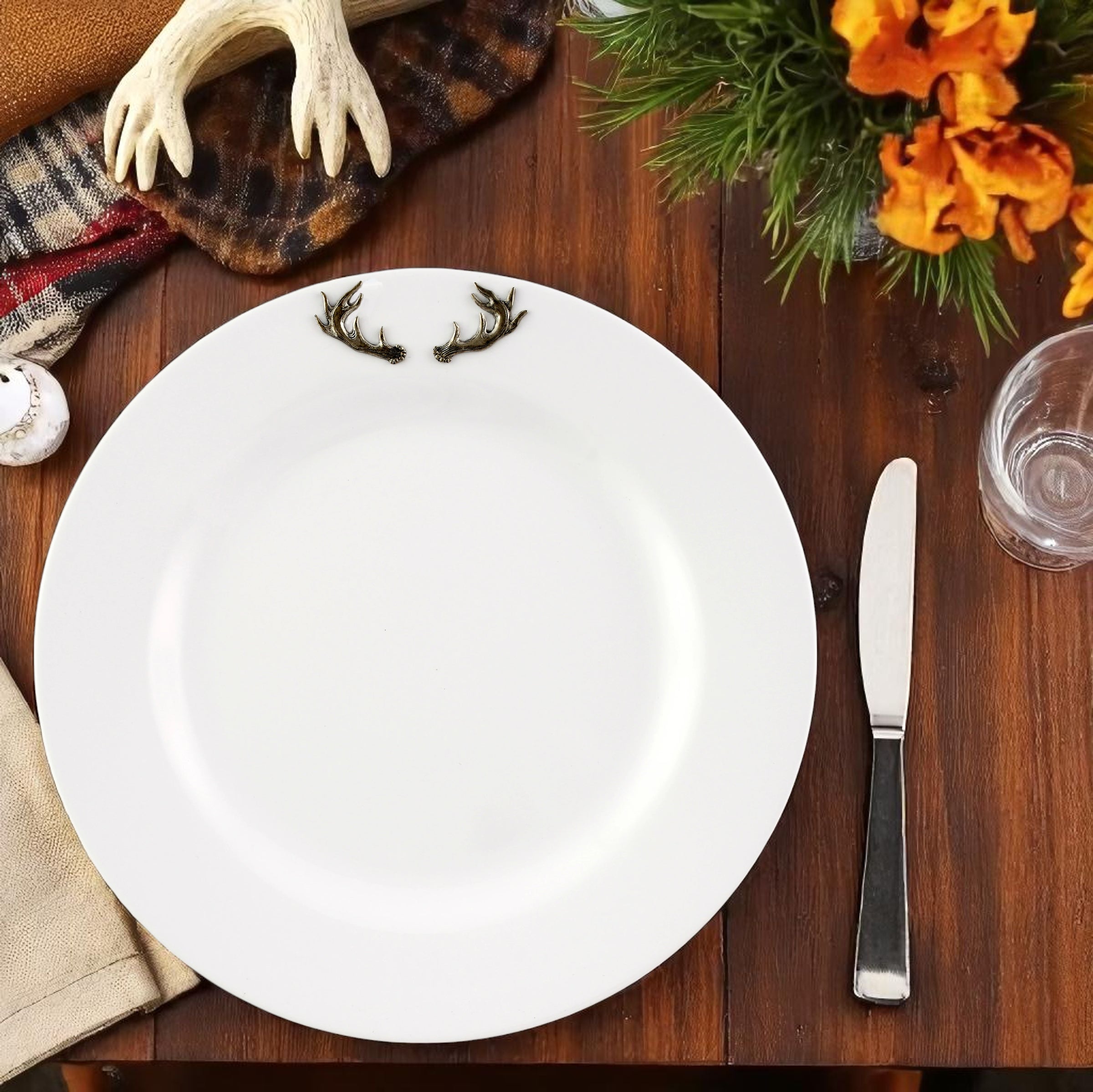 Elk / Deer Antlers Melamine Lunch Plates - Set of 4