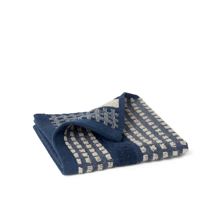 JUNA Check Towels, Dark Blue/Sand