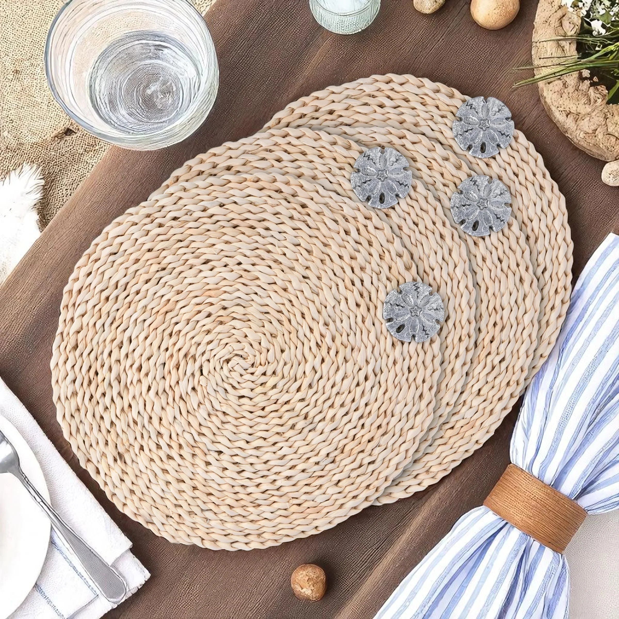 Sand Dollar Twisted Seagrass Placemats (Set of 4)