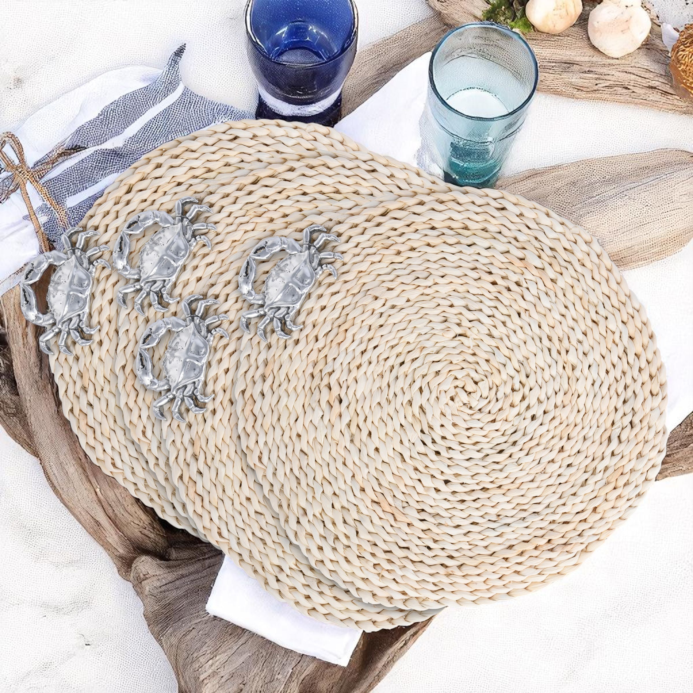 Crab Twisted Seagrass Placemats (Set of 4)