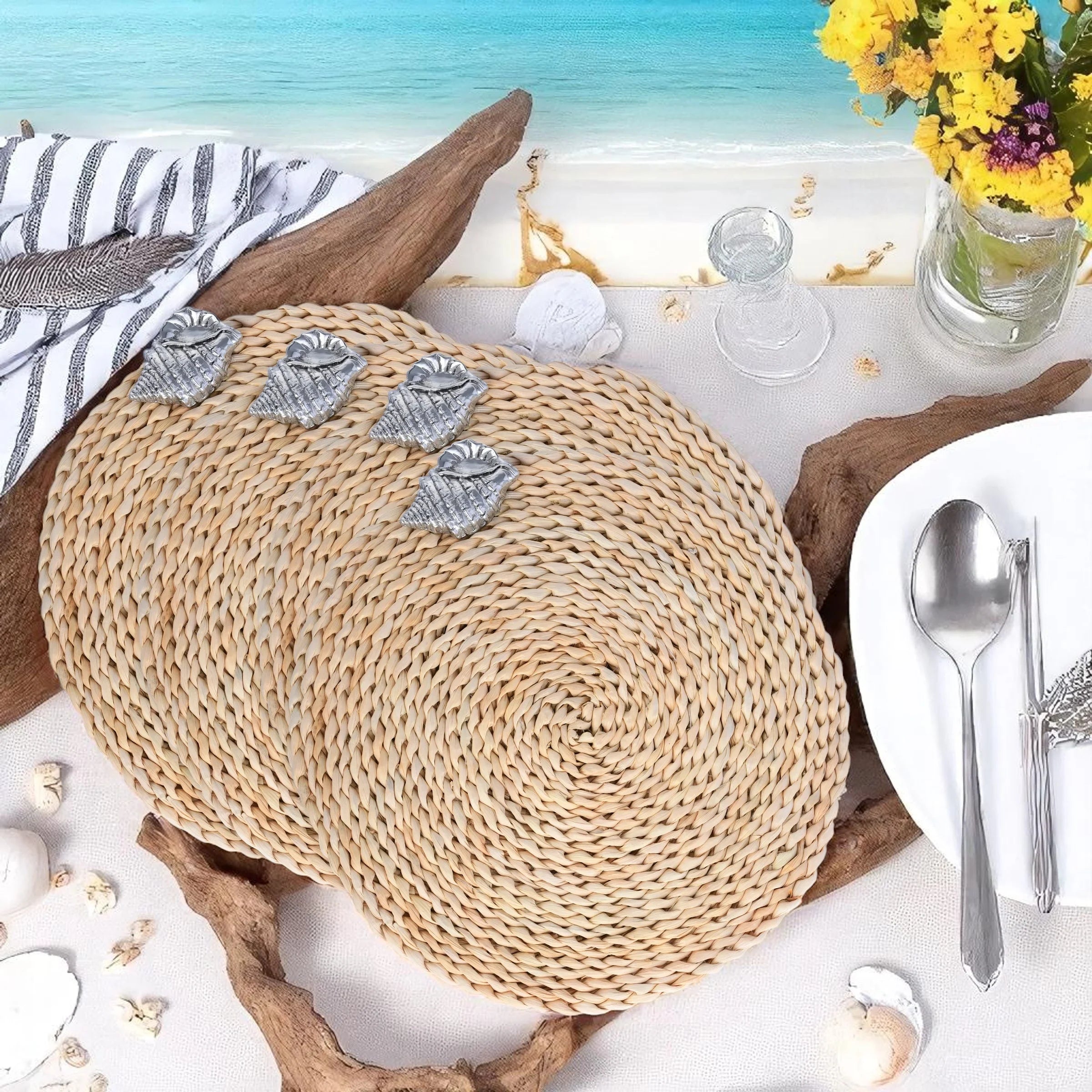 Sea Shell Twisted Seagrass Placemats (Set of 4)