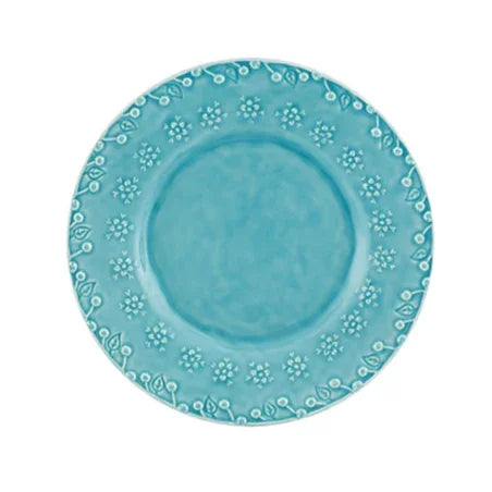 Flora Earthenware Dessert Plate in Blue (Set of 4) - The Mayfair Hall