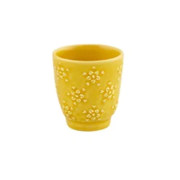 Flora Earthenware Coffee Cup in Yellow (Set of 4) - The Mayfair Hall