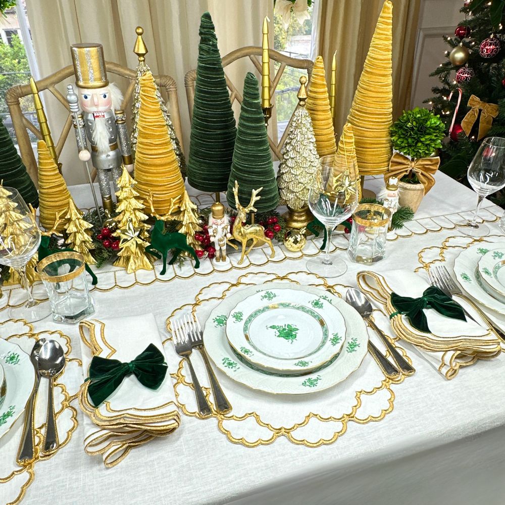 100% Linen - Studio Collection: Lillian Napkin - White/Gold (Set of 4)