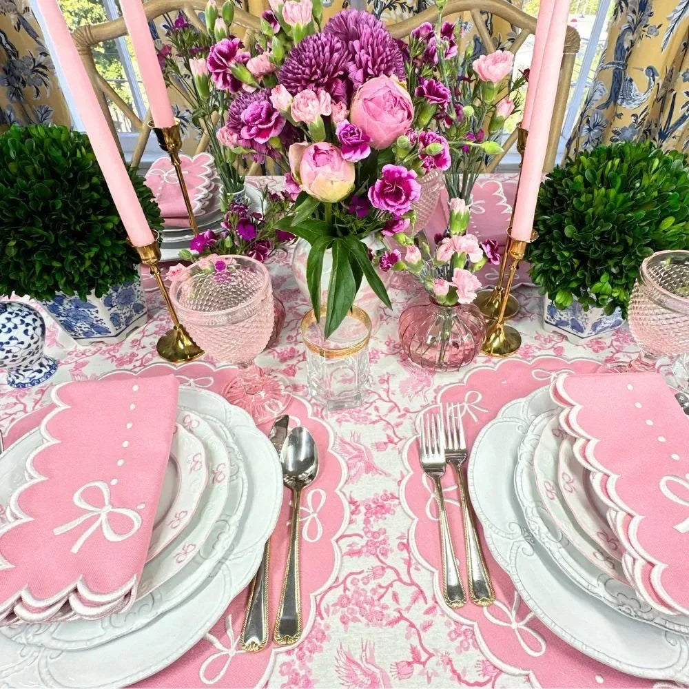 Juliet Bows Cotton Placemat in Pink (Set of 4) - The Mayfair Hall