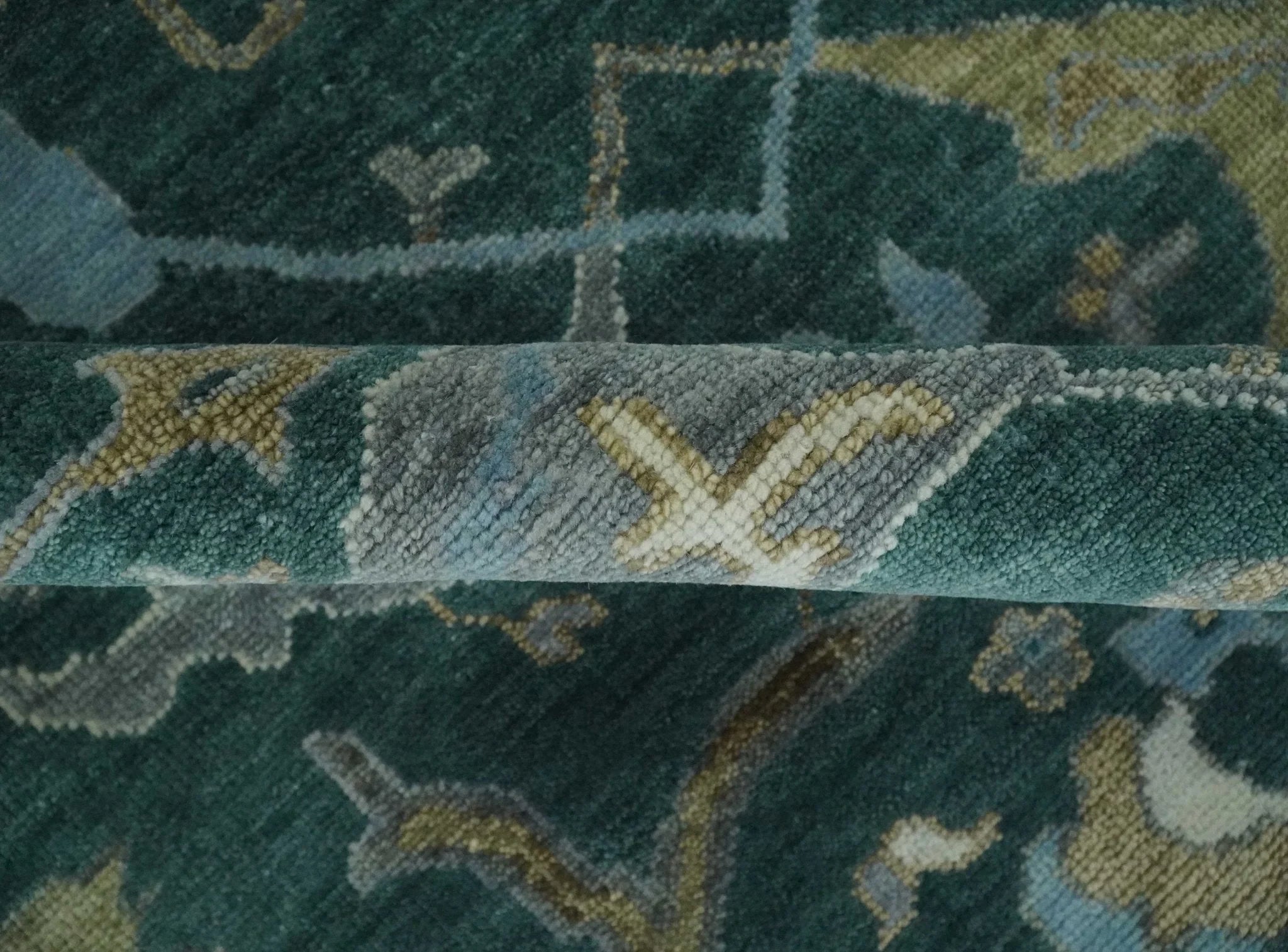 6x9, 8x10, 9x12, 10x14 and 12x15 Hand Knotted Oriental Oushak Green and Gray Wool Area Rug | TRDCP1077 - The Rug Decor