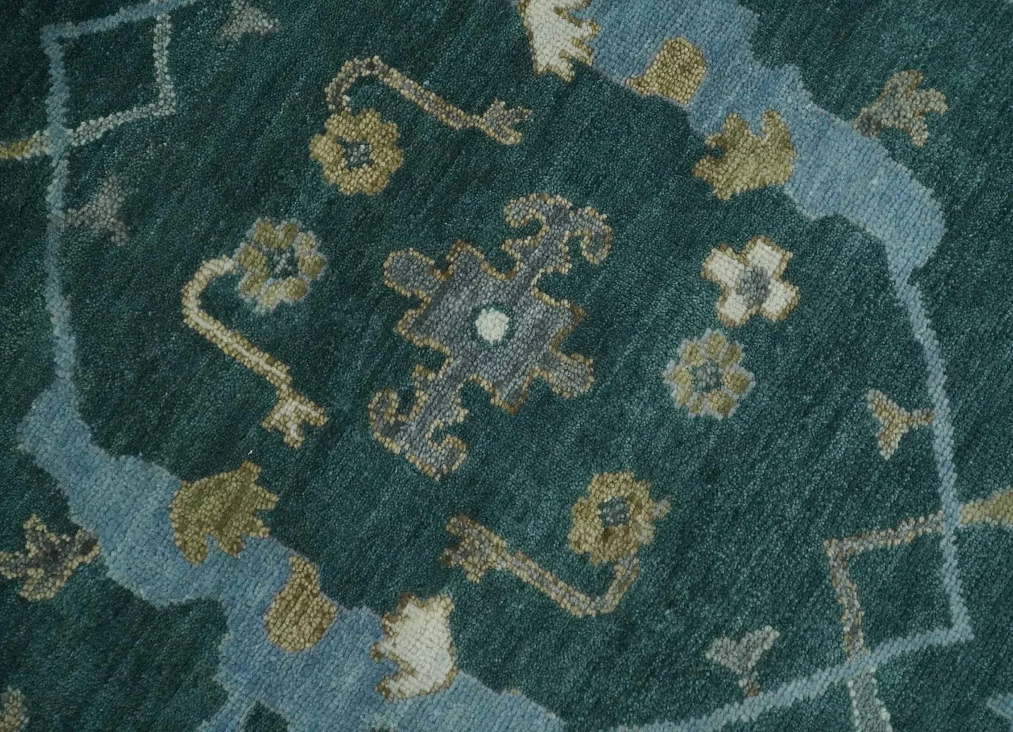 6x9, 8x10, 9x12, 10x14 and 12x15 Hand Knotted Oriental Oushak Green and Gray Wool Area Rug | TRDCP1077 - The Rug Decor