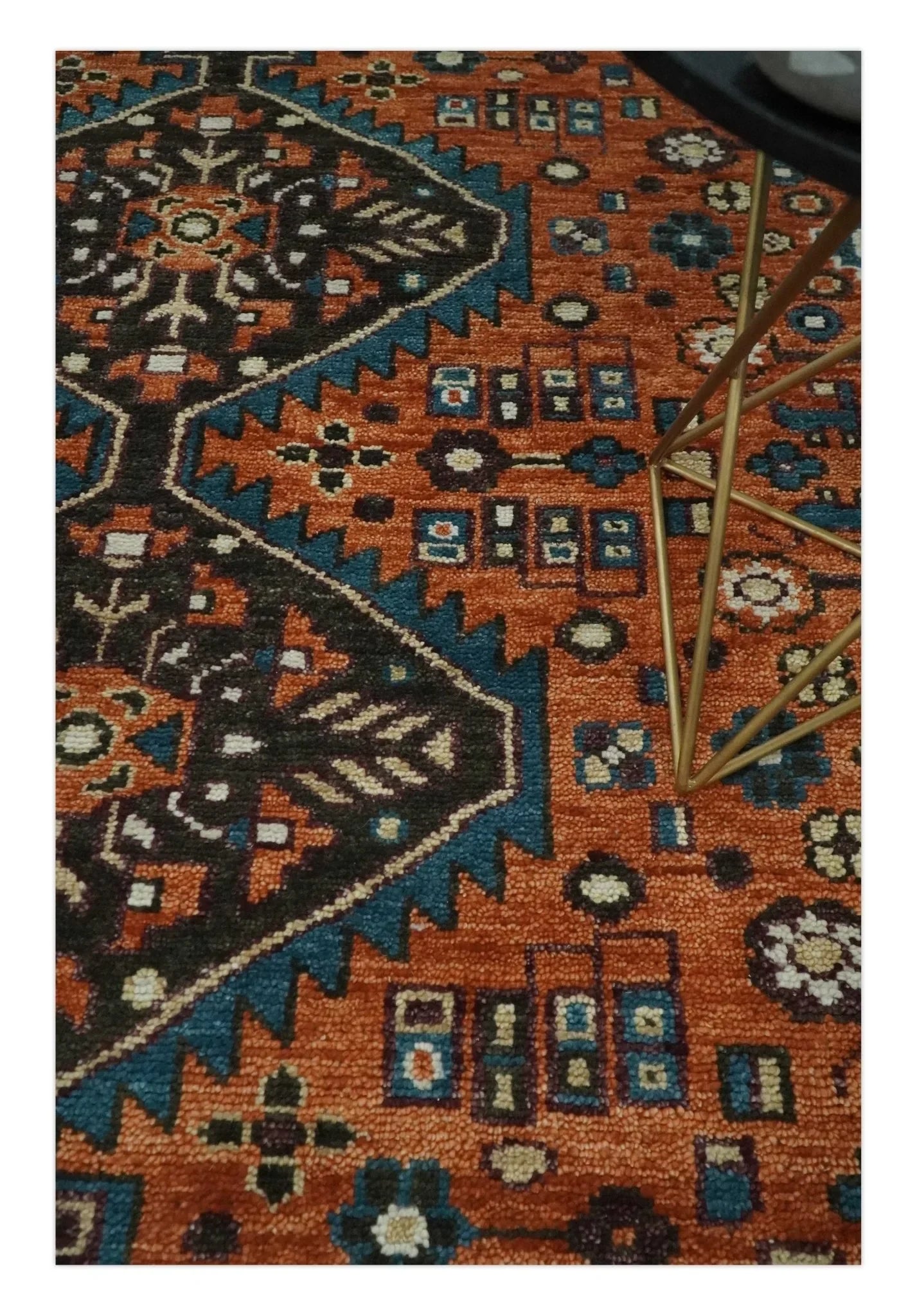 Rust, Ivory, and Brown Oriental Traditional Hand knotted Multi Size Area Rug