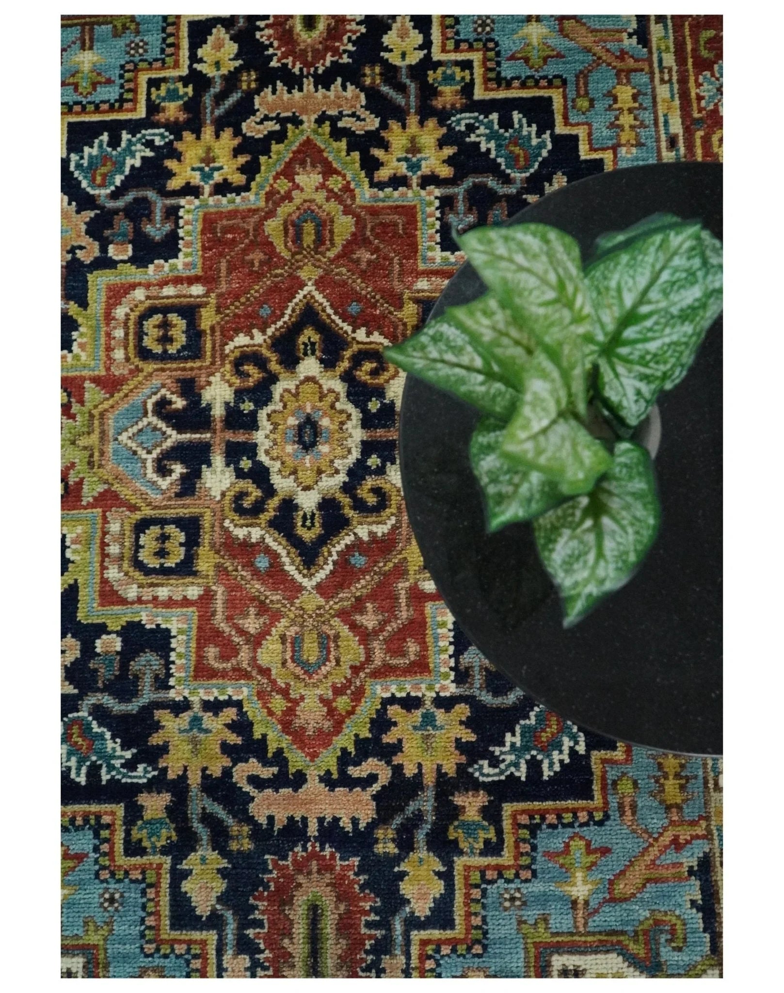 6x9 Blue and Rust Hand Knotted Wool Antique Vintage Persian Area Rug | TRDCP19269 - The Rug Decor