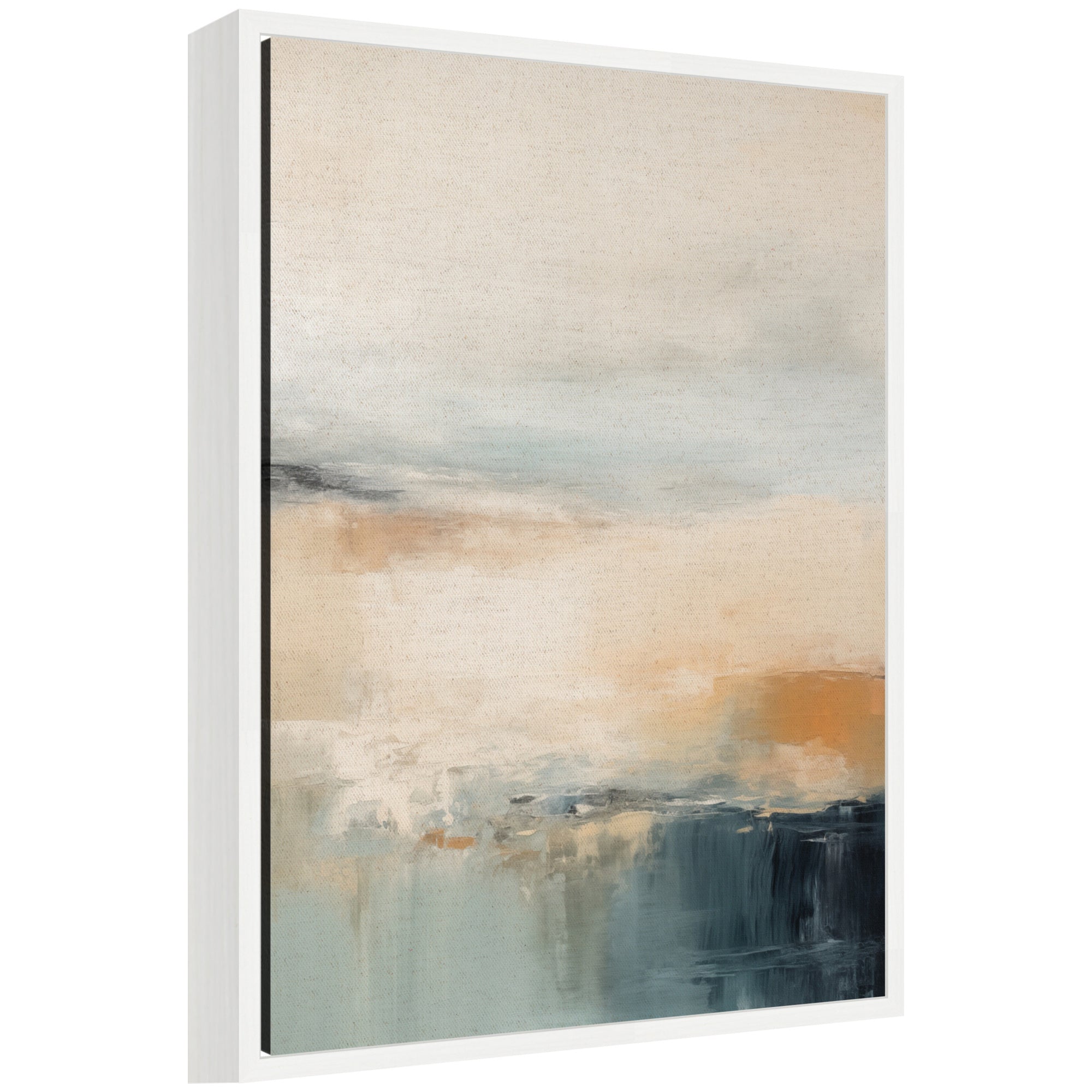 Blue Beach Ocean Coastal Abstract 3 by The Creative Bunch Studio Framed Canvas Wall Art Print