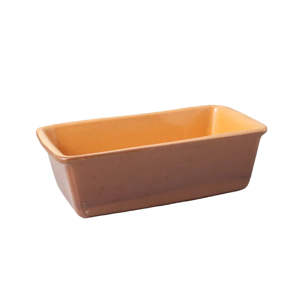 Vintage French Brown Salt-Glazed Rectangular Pan by Poterie Renault — 84.5 fl oz