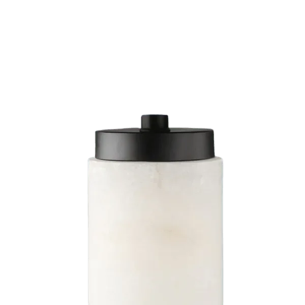 Sydni Alabaster Pillar Table Lamp in White - The Mayfair Hall