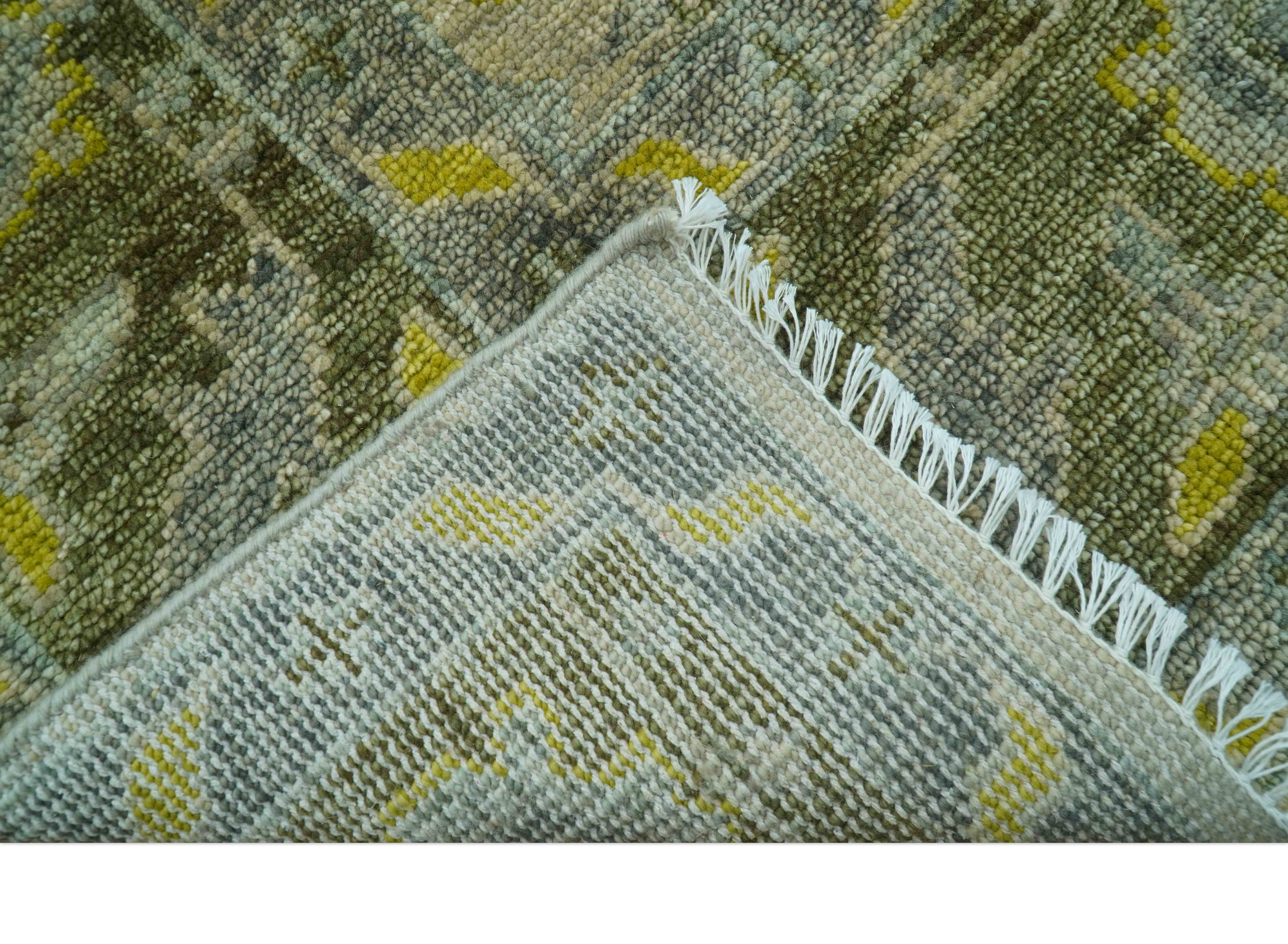 Traditional Beige And Gray Hand Knotted Custom Made Wool Area Rug