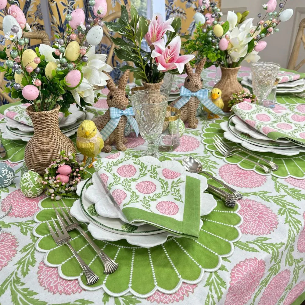 Pink and Green, Flowers & Vines - Tablecloth - The Mayfair Hall