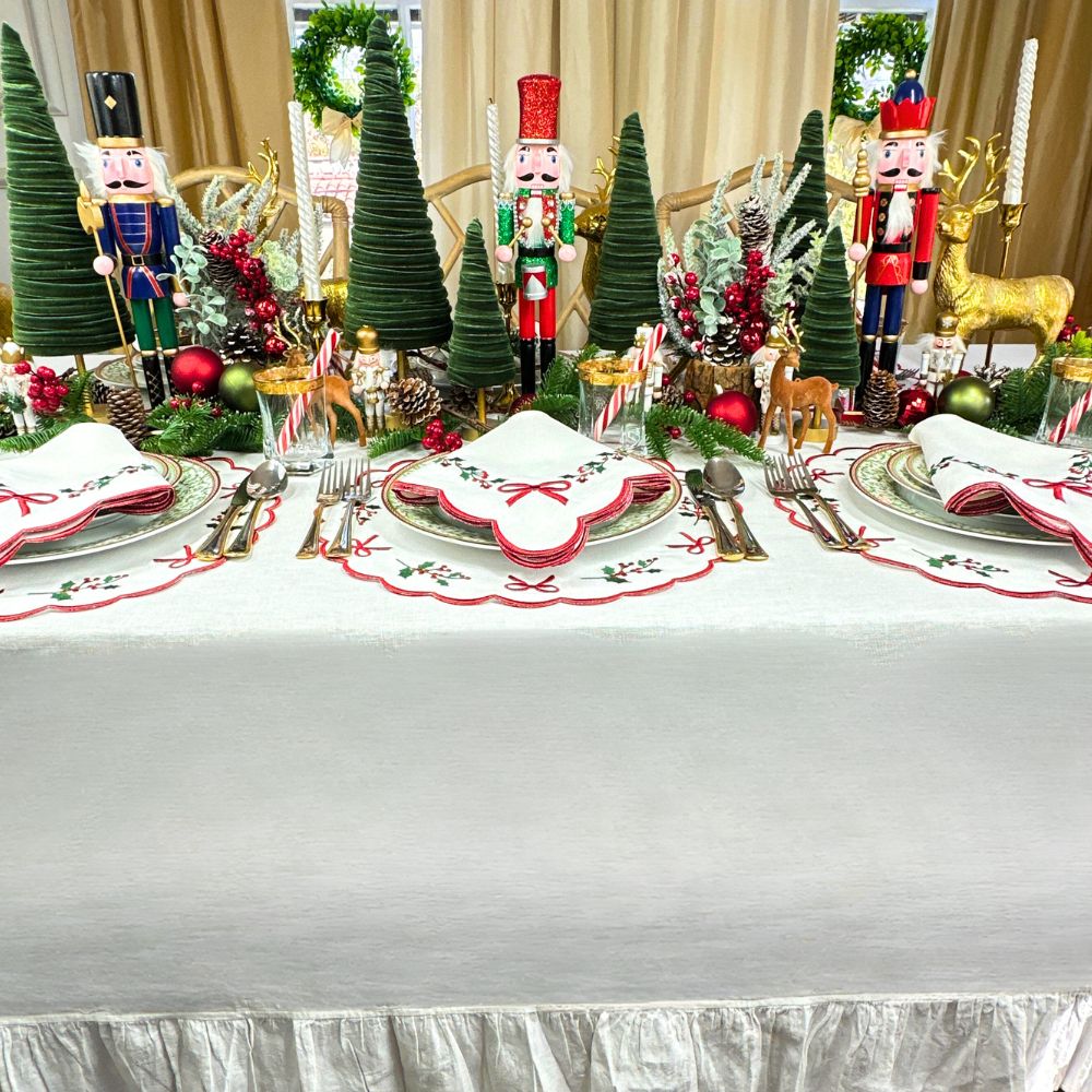 100% Linen - Studio Collection: Holly & Bows - Placemat (Set of 4)