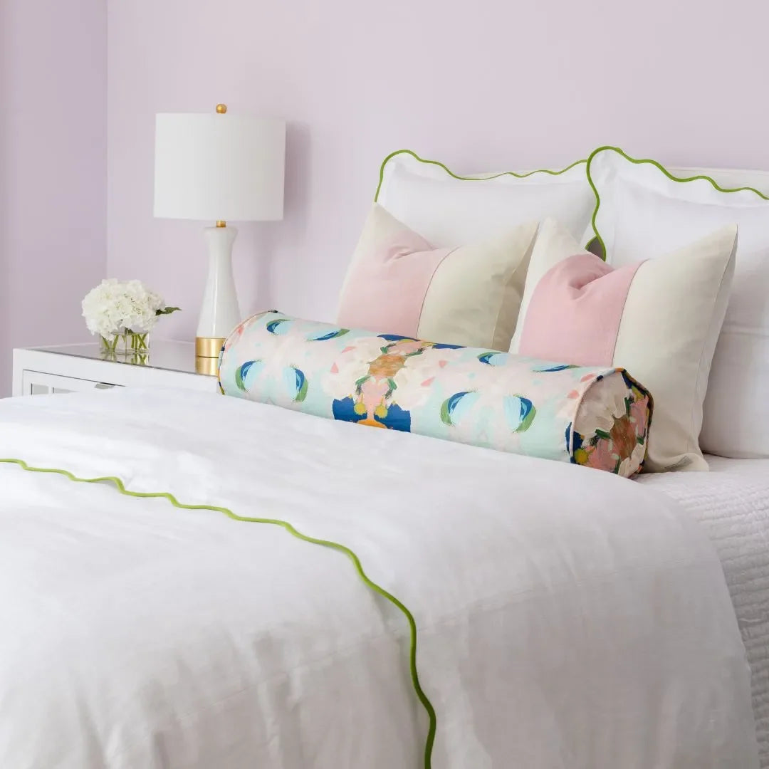 Scalloped Duvet Cover, Green / White - The Mayfair Hall