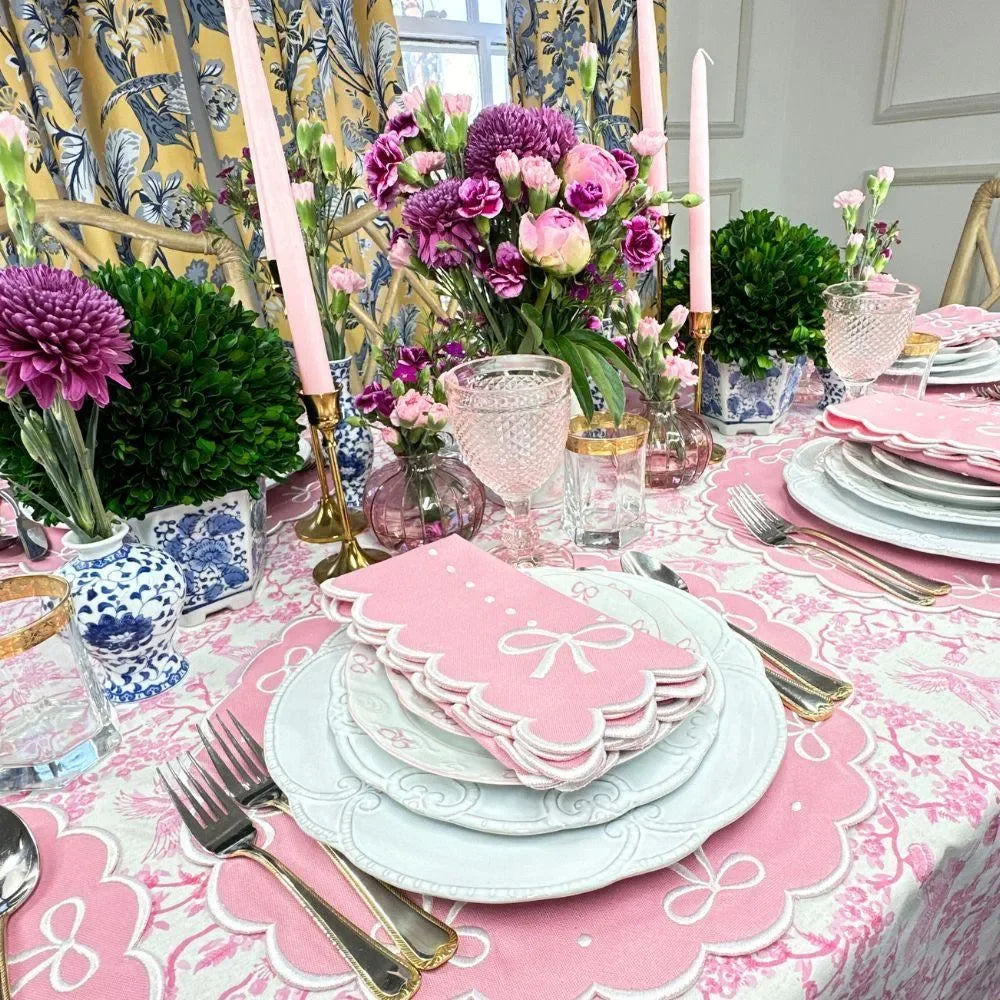 Juliet Bows Cotton Placemat in Pink (Set of 4) - The Mayfair Hall