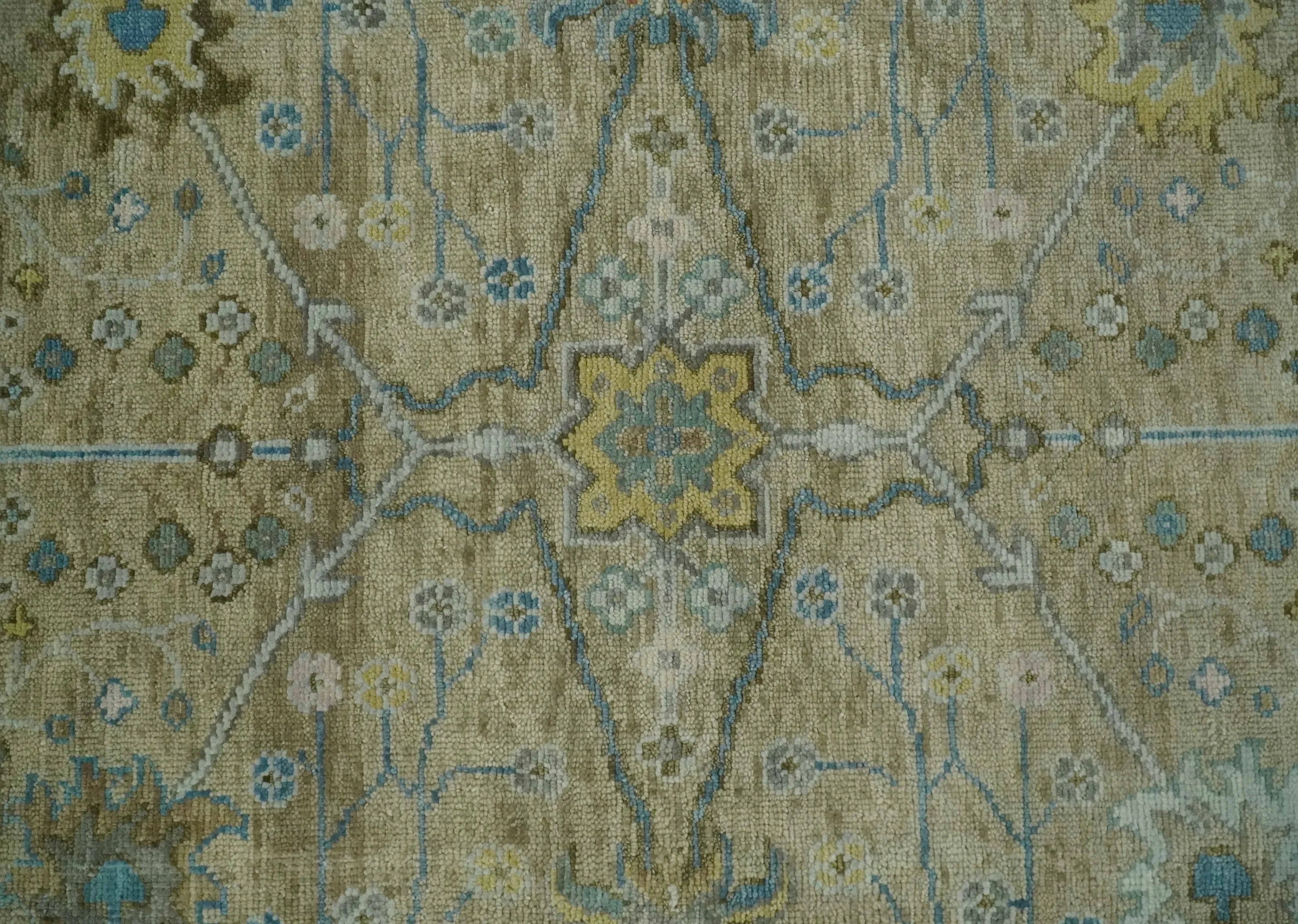 Hand Knotted Beige, Ivory and Gray Traditional Oushak Custom Made Wool Area Rug