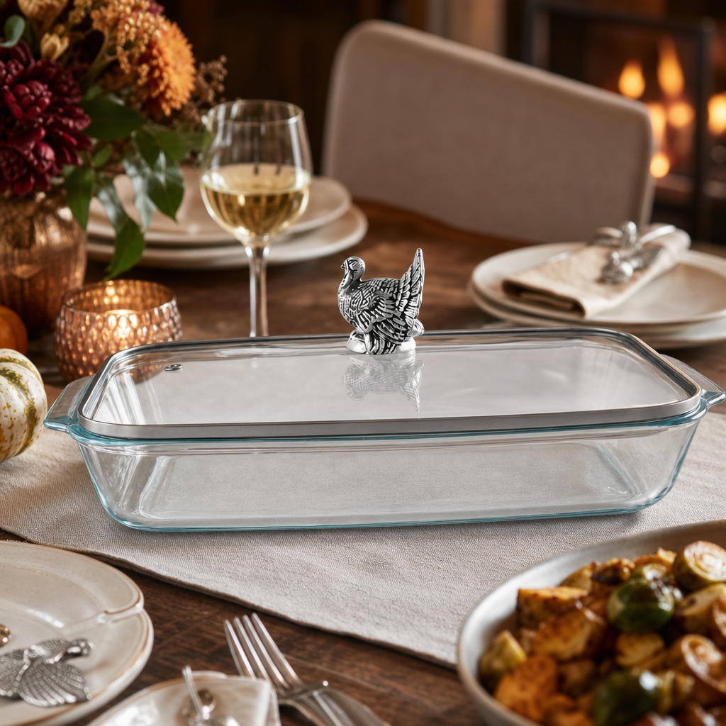 Turkey Lid with Pyrex 3 quart Baking Dish
