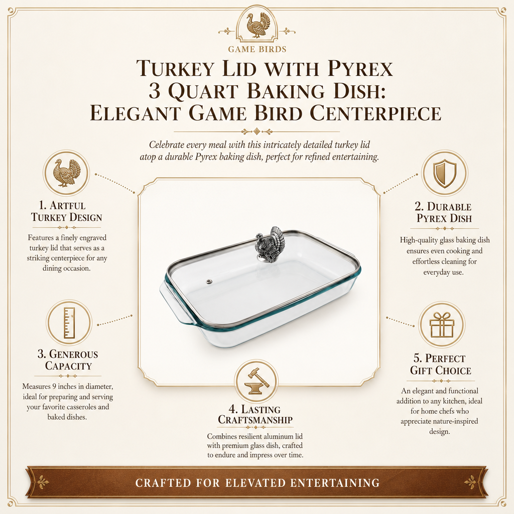 Turkey Lid with Pyrex 3 quart Baking Dish