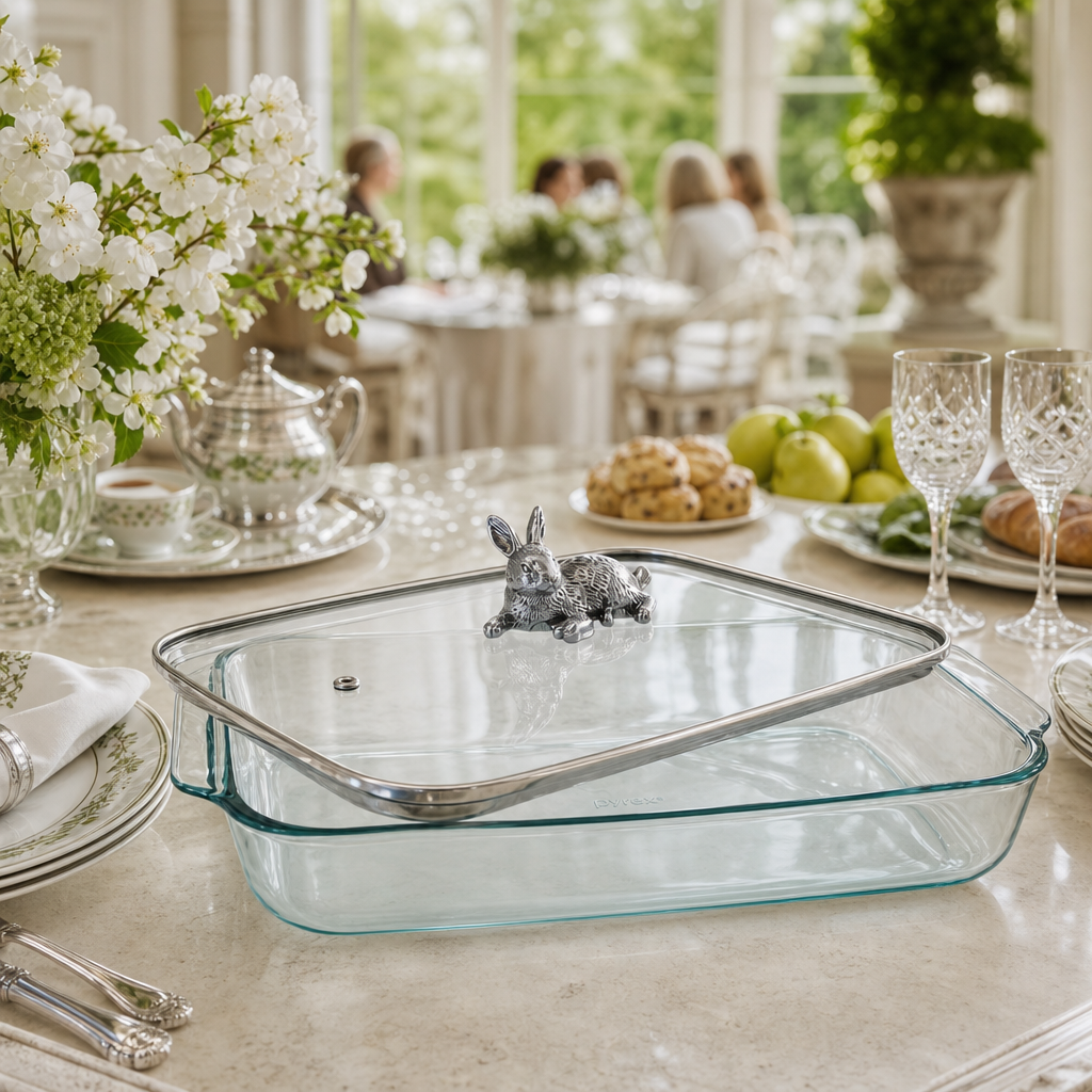 Bunny Lid with Pyrex 3 quart Baking Dish