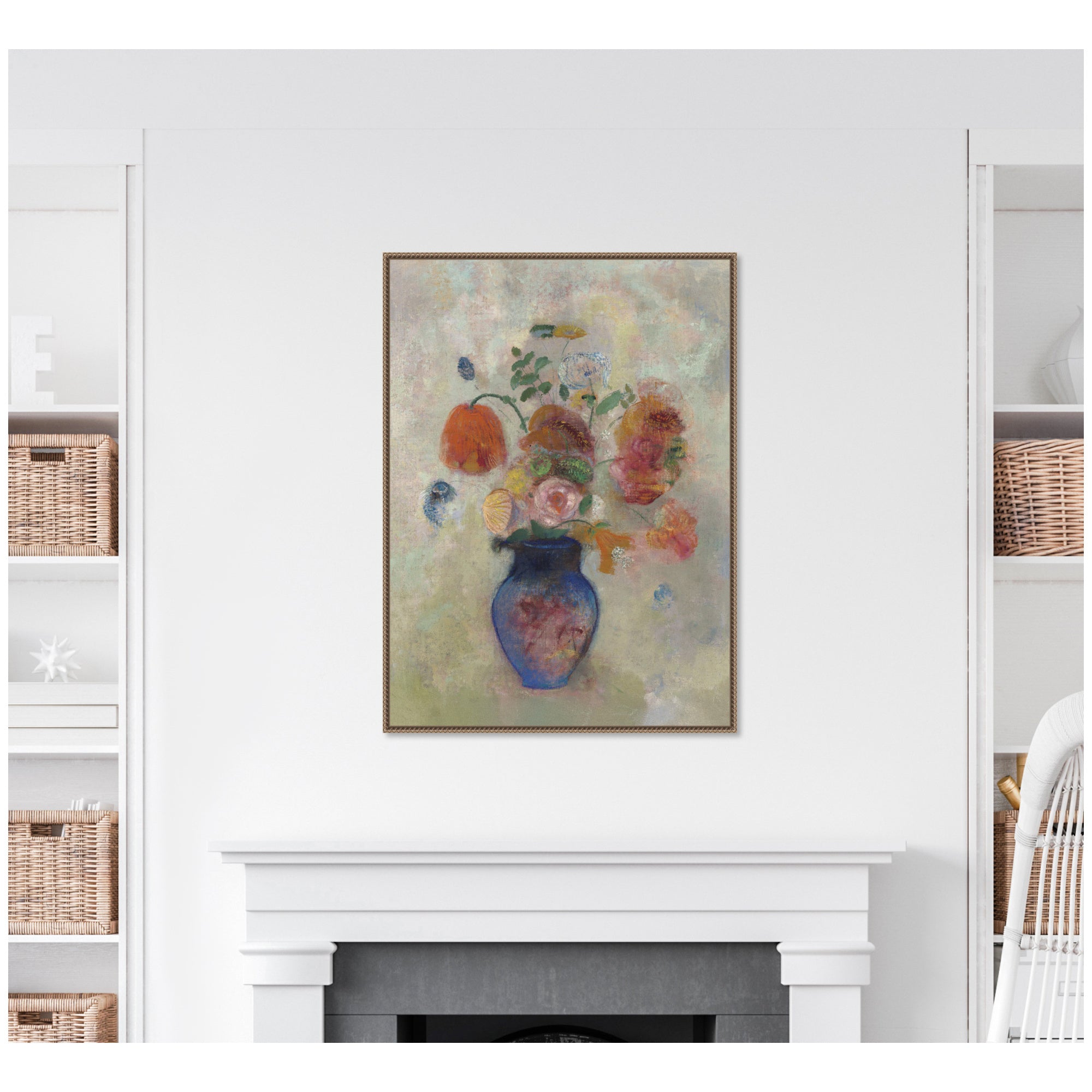 Large Vase with Flowers 1912 Odilion Redon by Nostalgia Prints Framed Canvas Wall Art Print