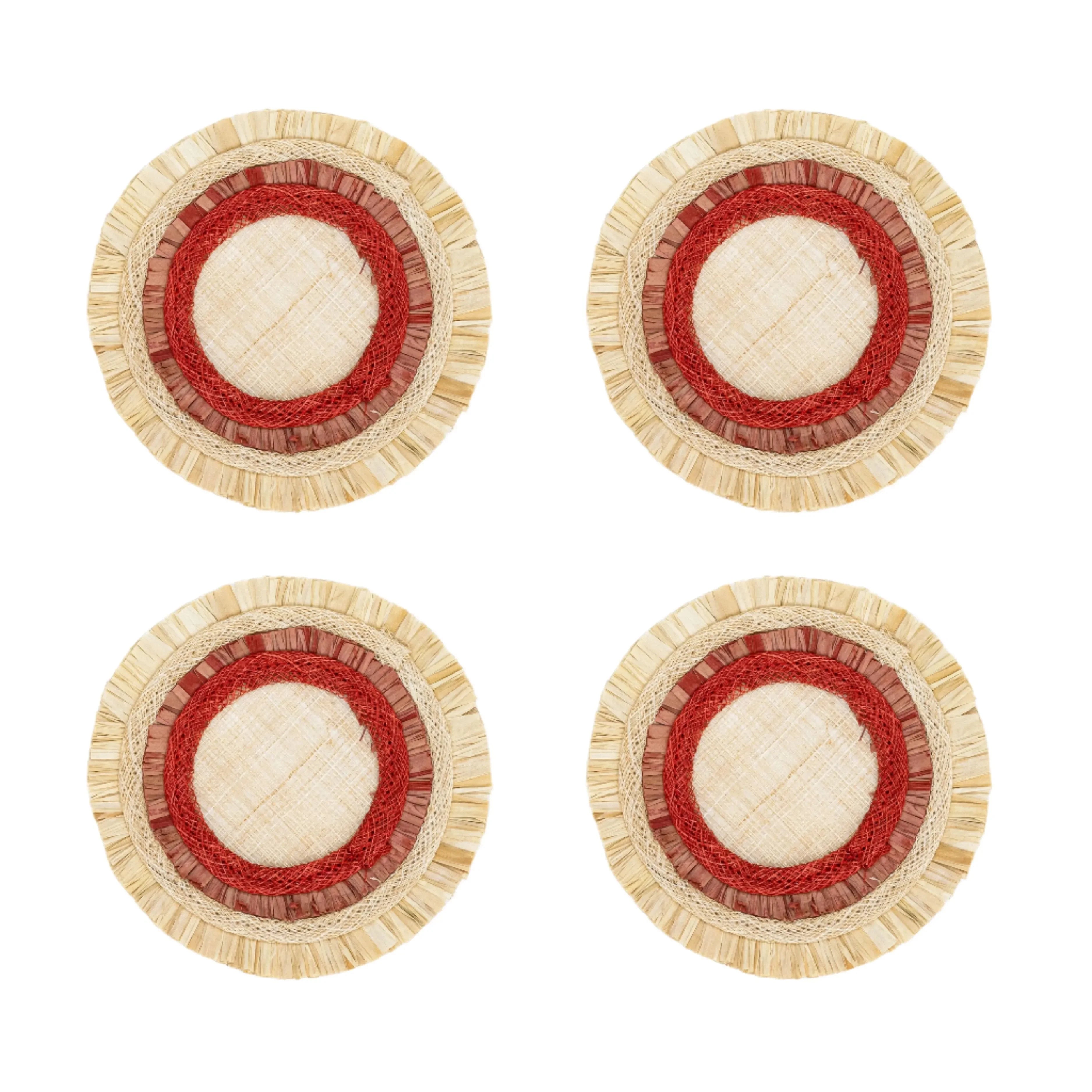Ruffle edge straw coasters, red - The Mayfair Hall