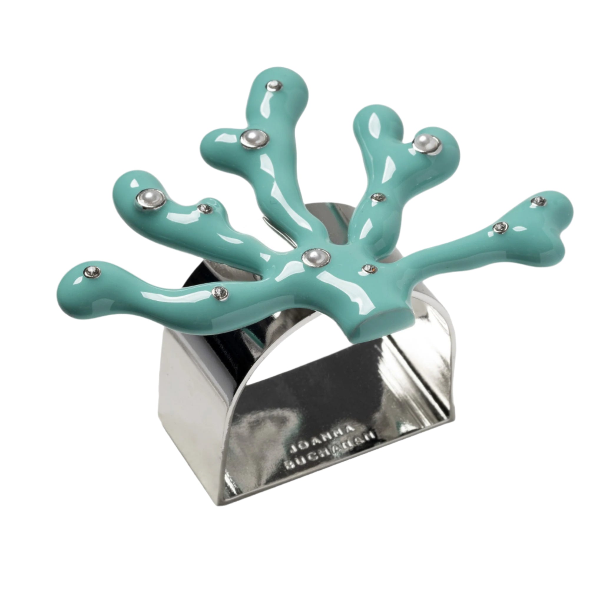 Coral napkin rings, turquoise, set of four