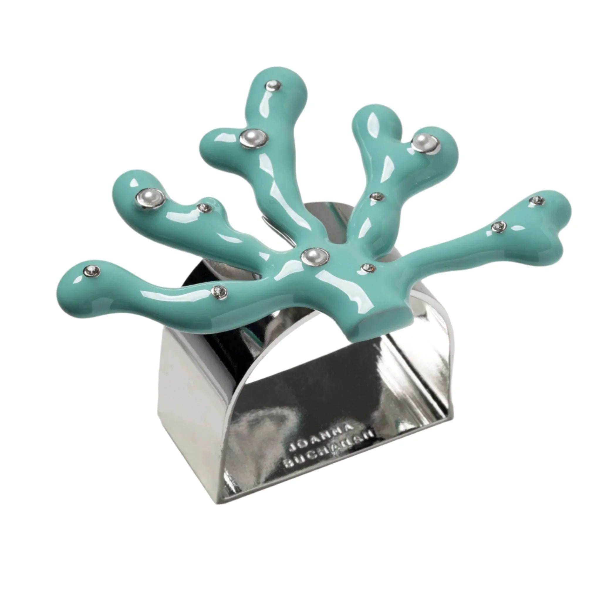 Coral napkin rings, turquoise, set of four - The Mayfair Hall