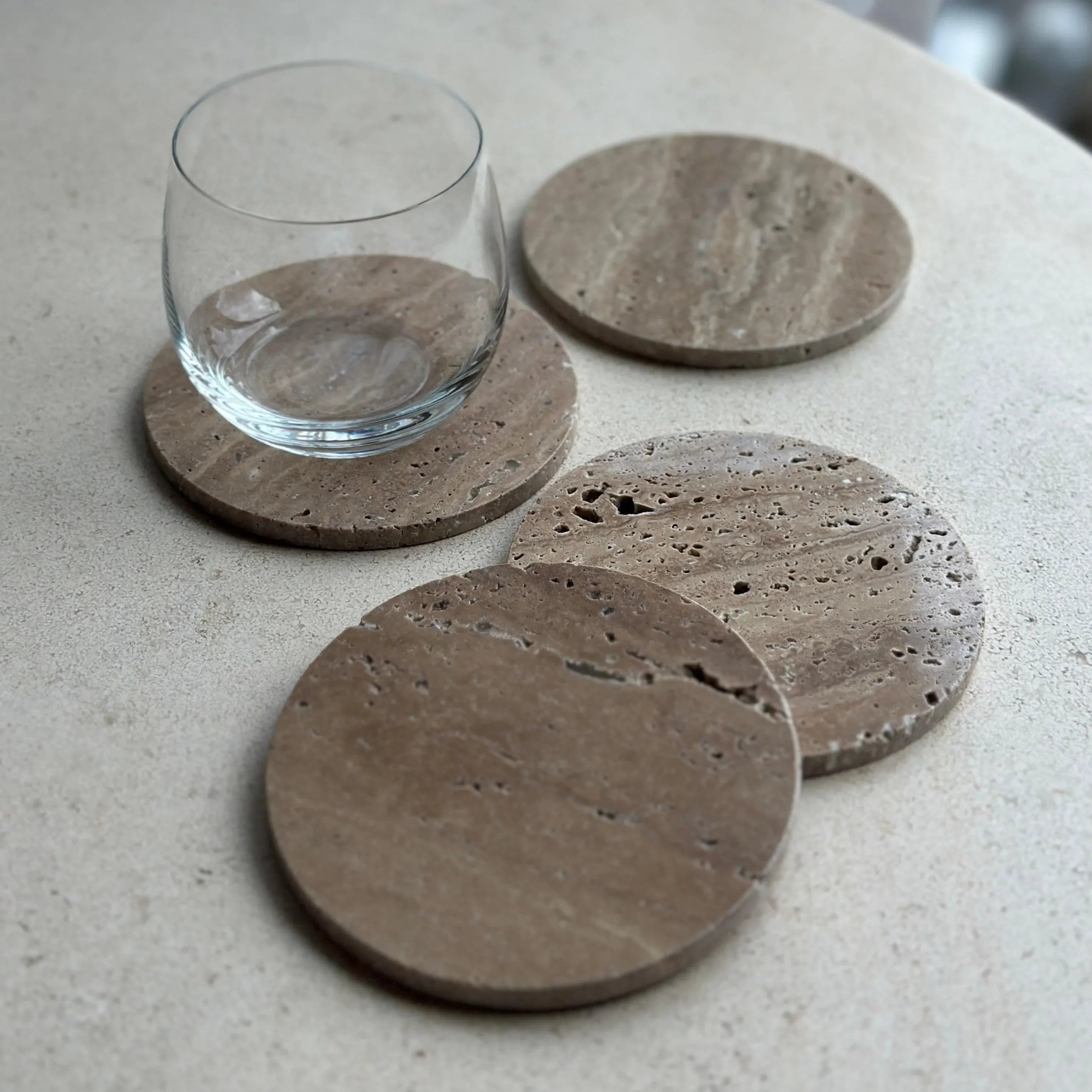 Marble Oversized Coaster Set in Biscotti - The Mayfair Hall