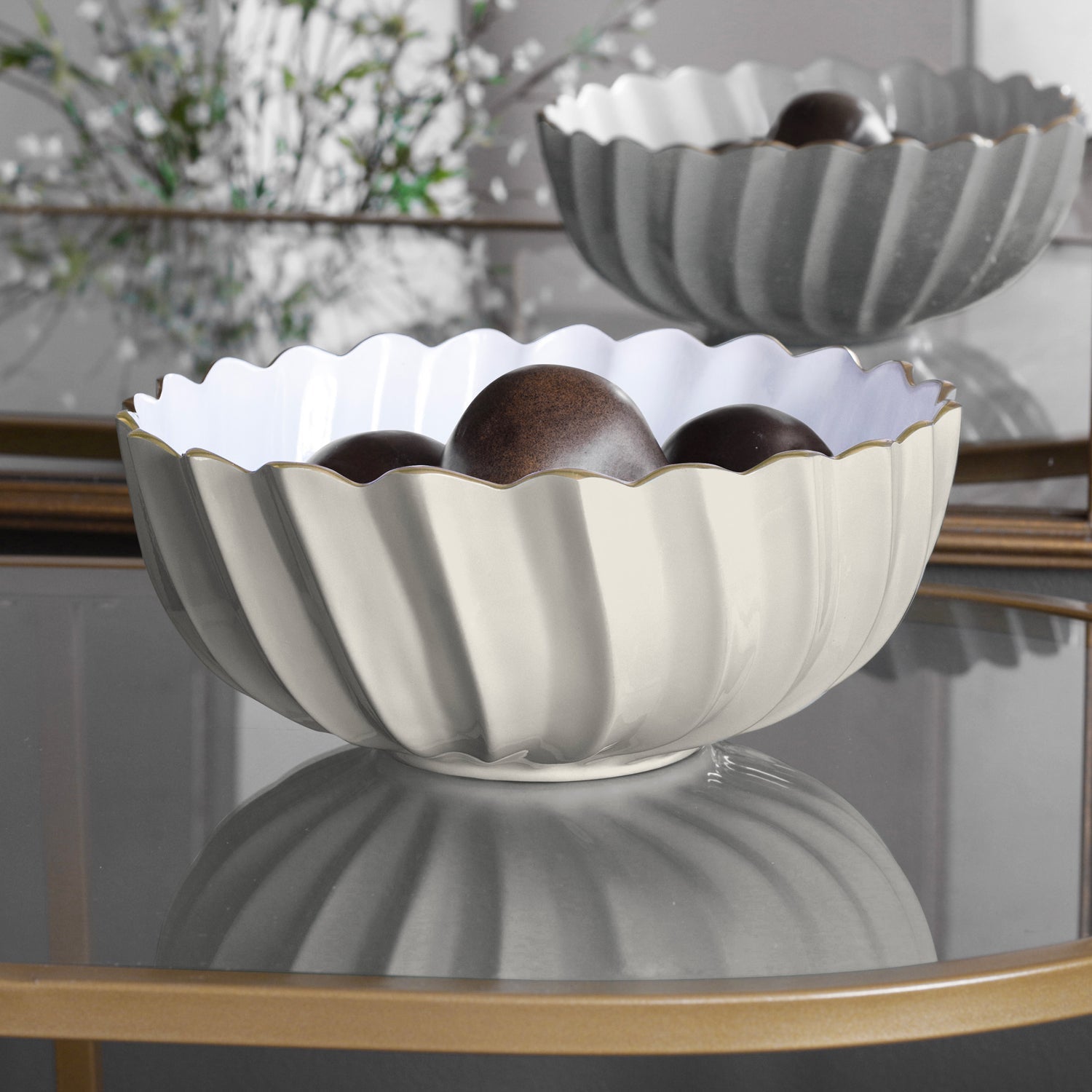 ENCANTO Orlando Medium Bowl (Cream and White)